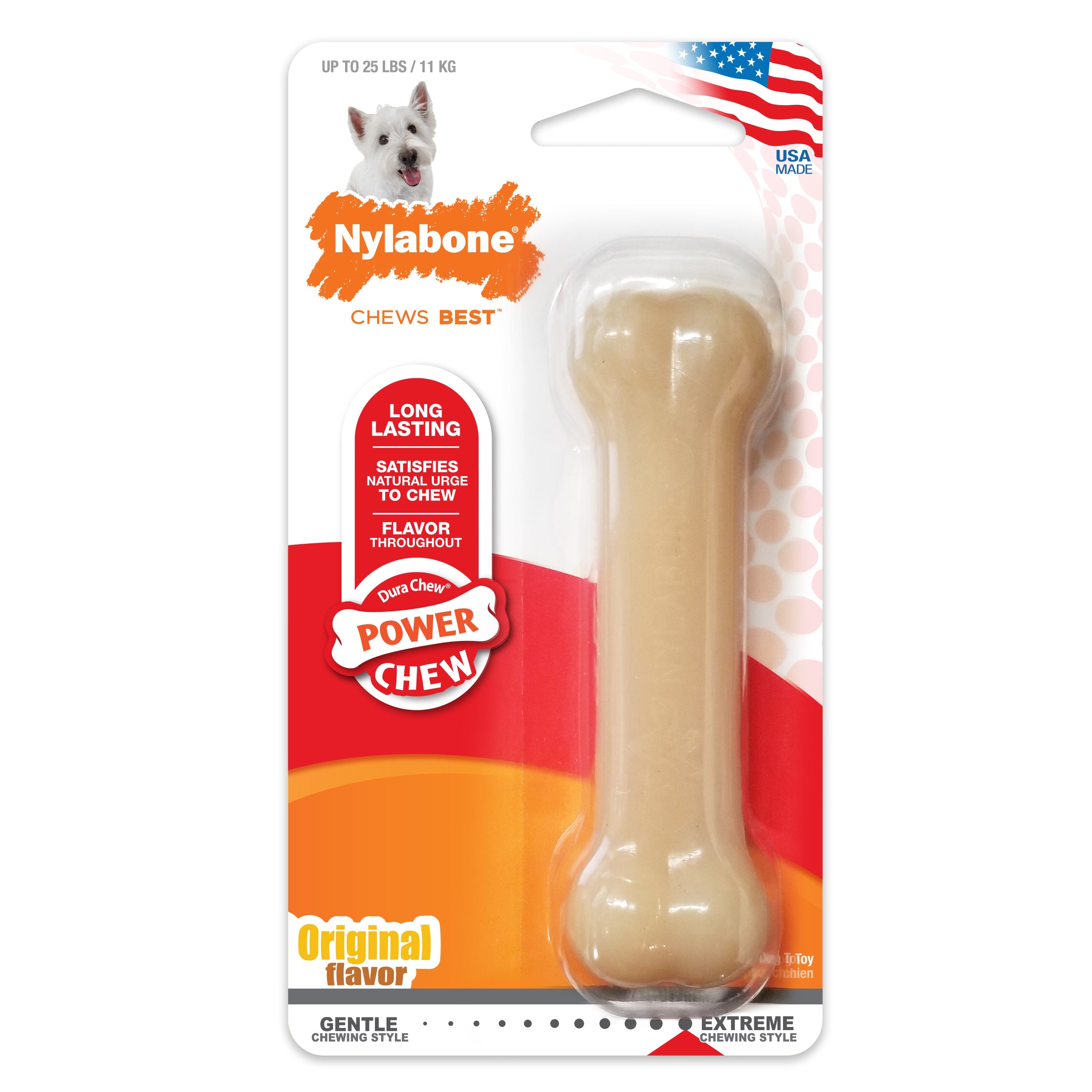 Nylabone Power Chew Dog Toy Original 1ea/SMall/Regular - Up To 25 Ibs.