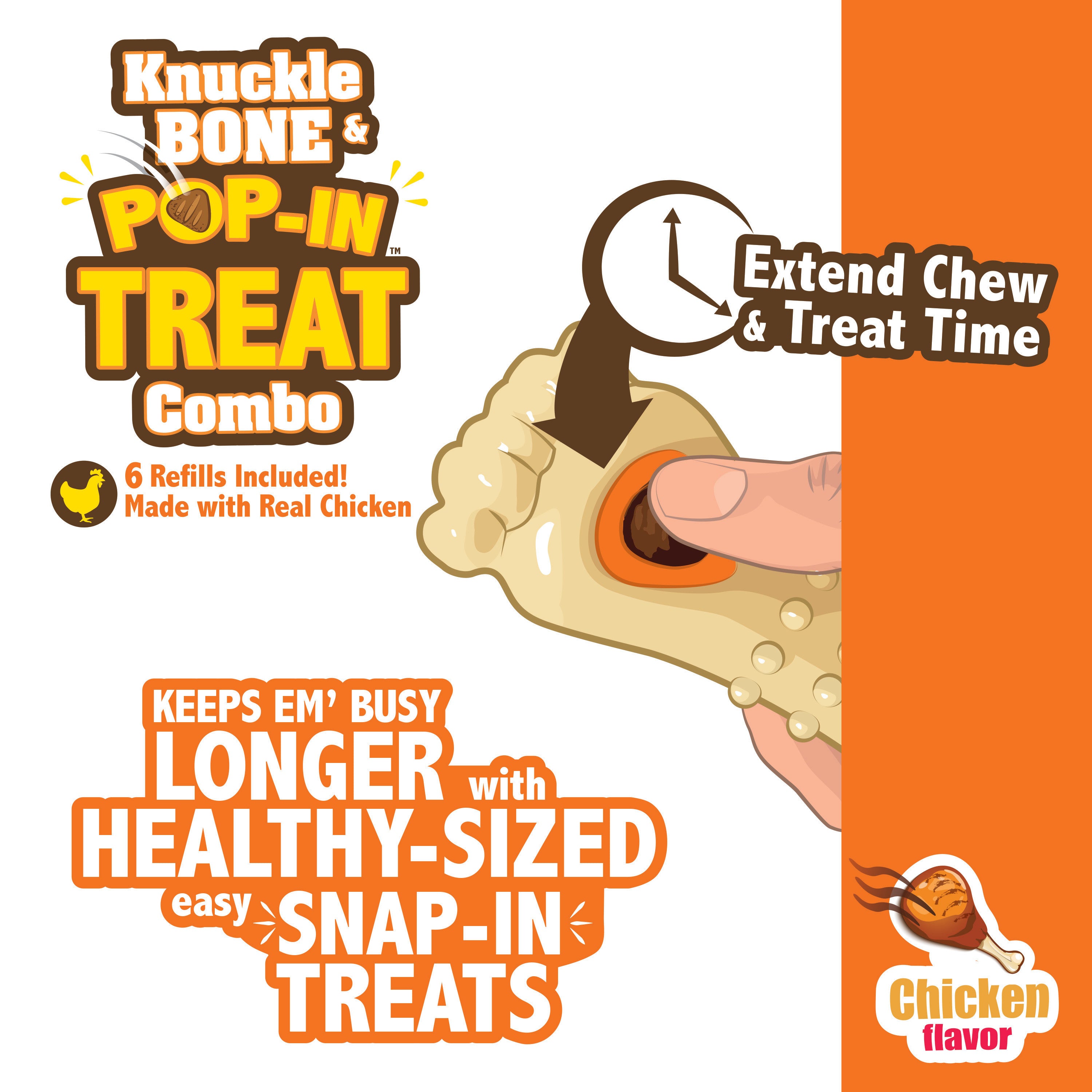 Nylabone All-Natural Pop-In Dog Treat Refills Chicken Pop-In 1ea/All Sizes