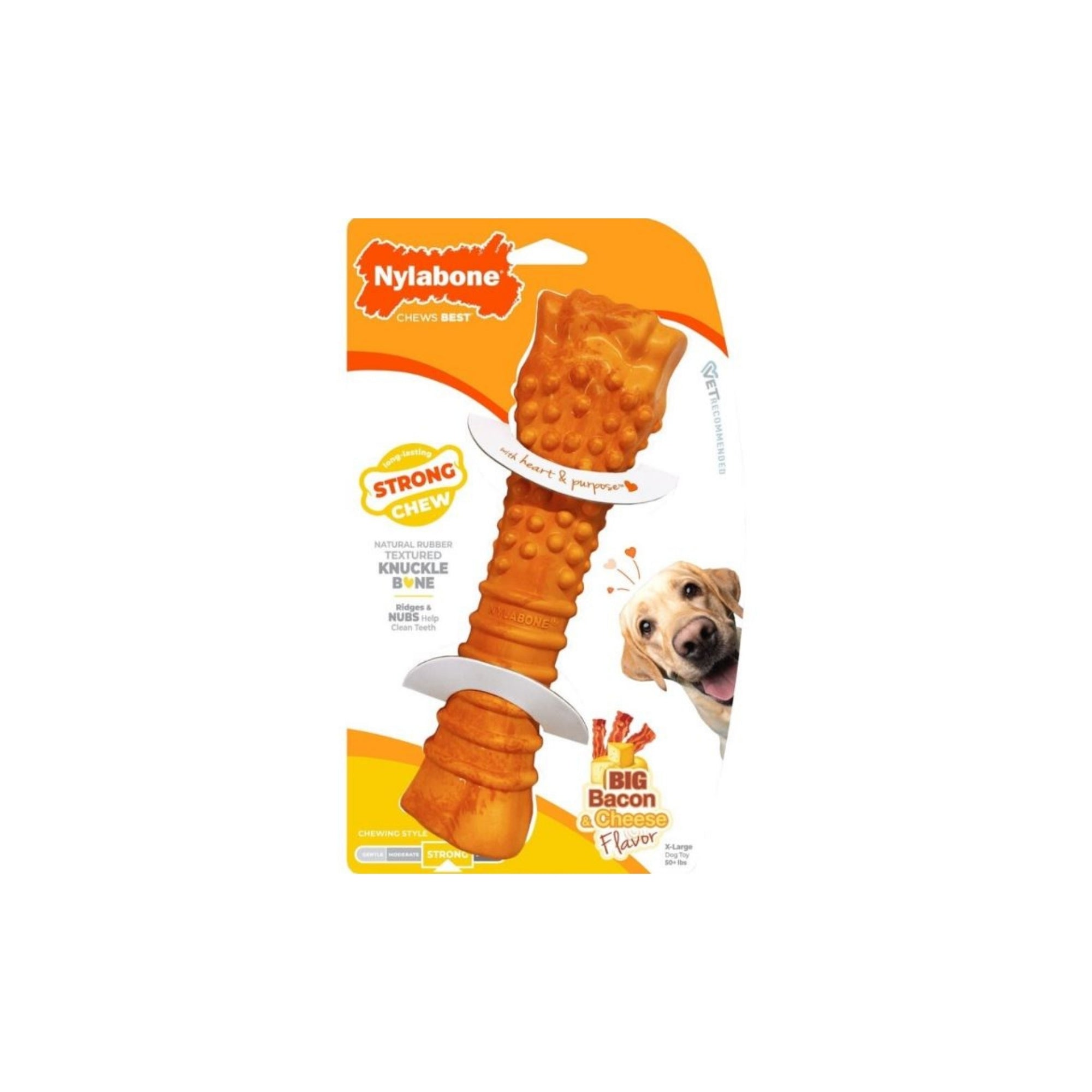 Nylabone Strong Chew Limited Edition Rubber Bone Bacon/Cheese Xl