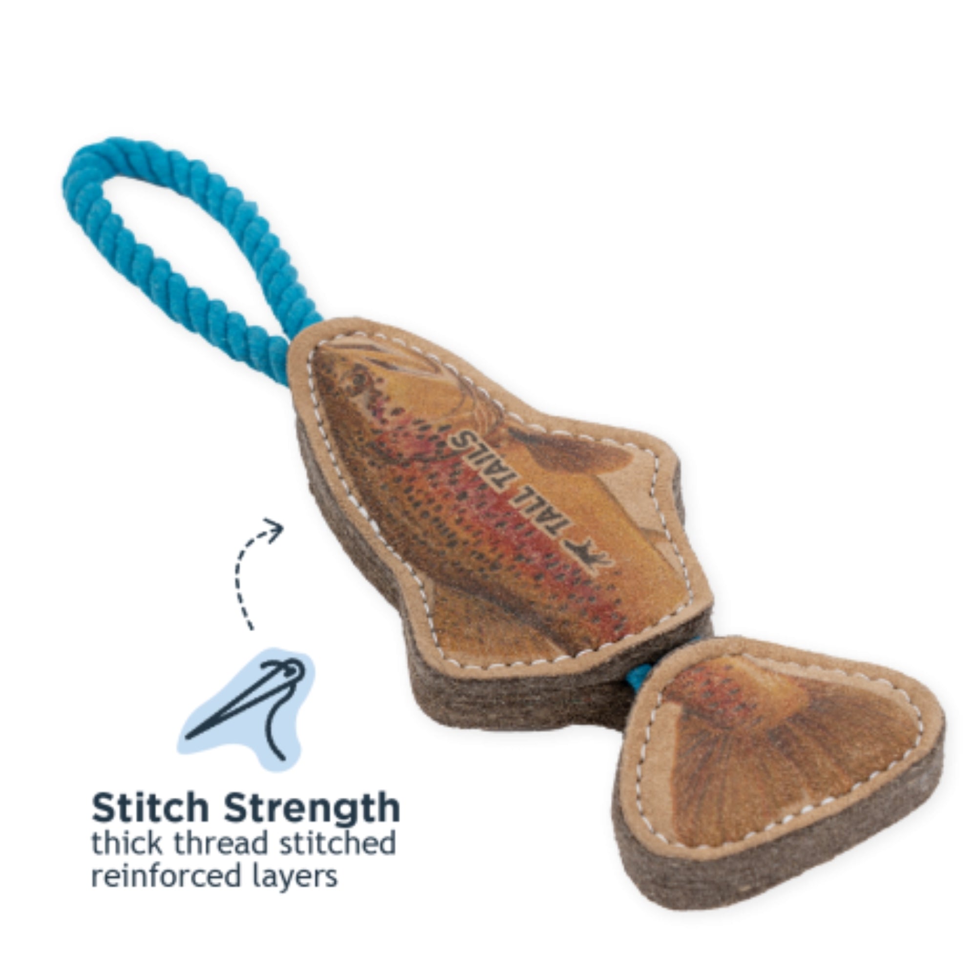 Tall Tails Dog Natural Leather Color Jointed Trout Tug, 16in.