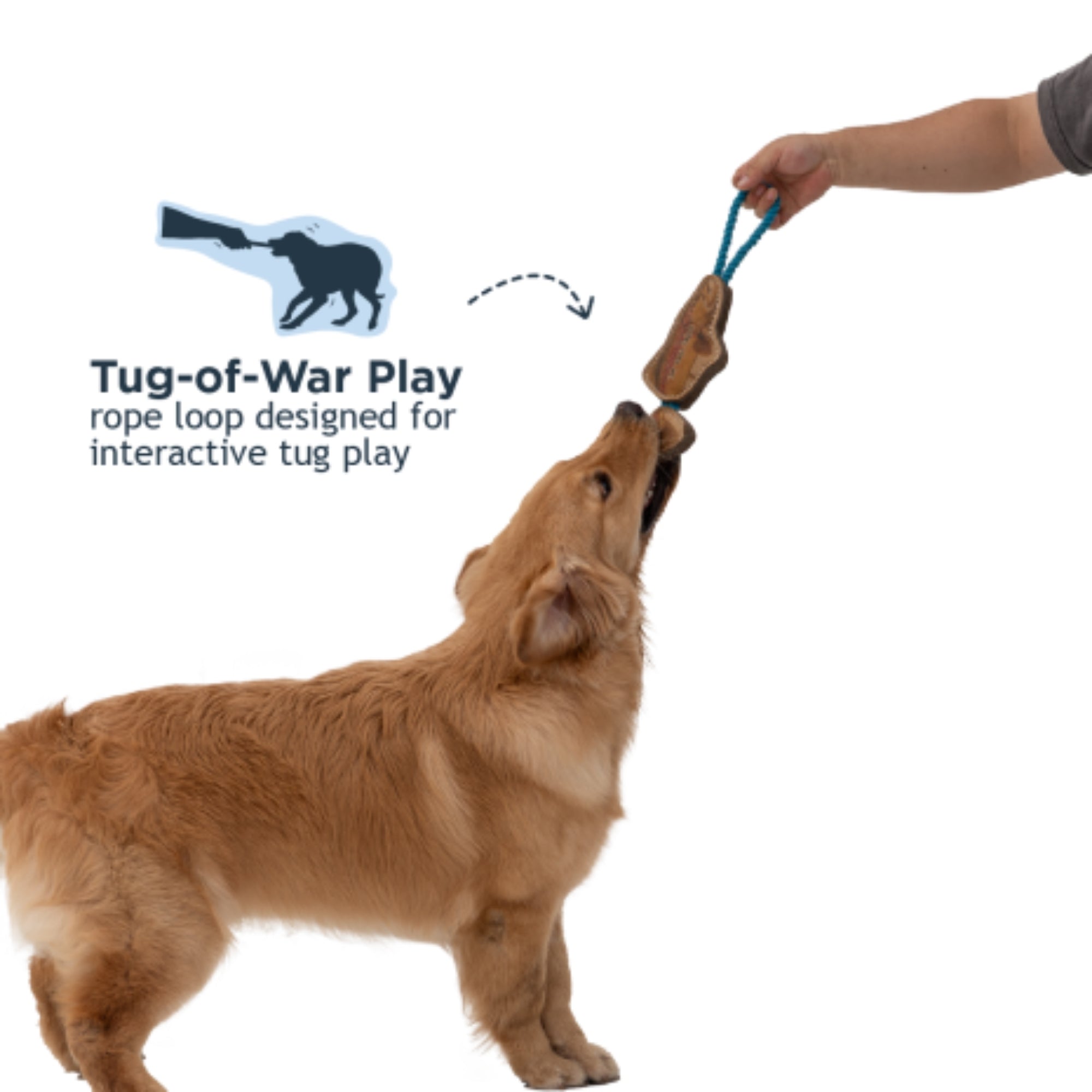 Tall Tails Dog Natural Leather Color Jointed Trout Tug, 16in.