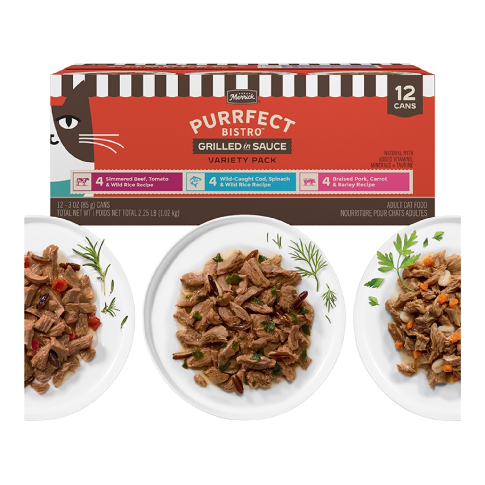 Merrick Cat Purrfect Bistro Grilled In Gravy 3oz. Variety Pack  (Case of 24)