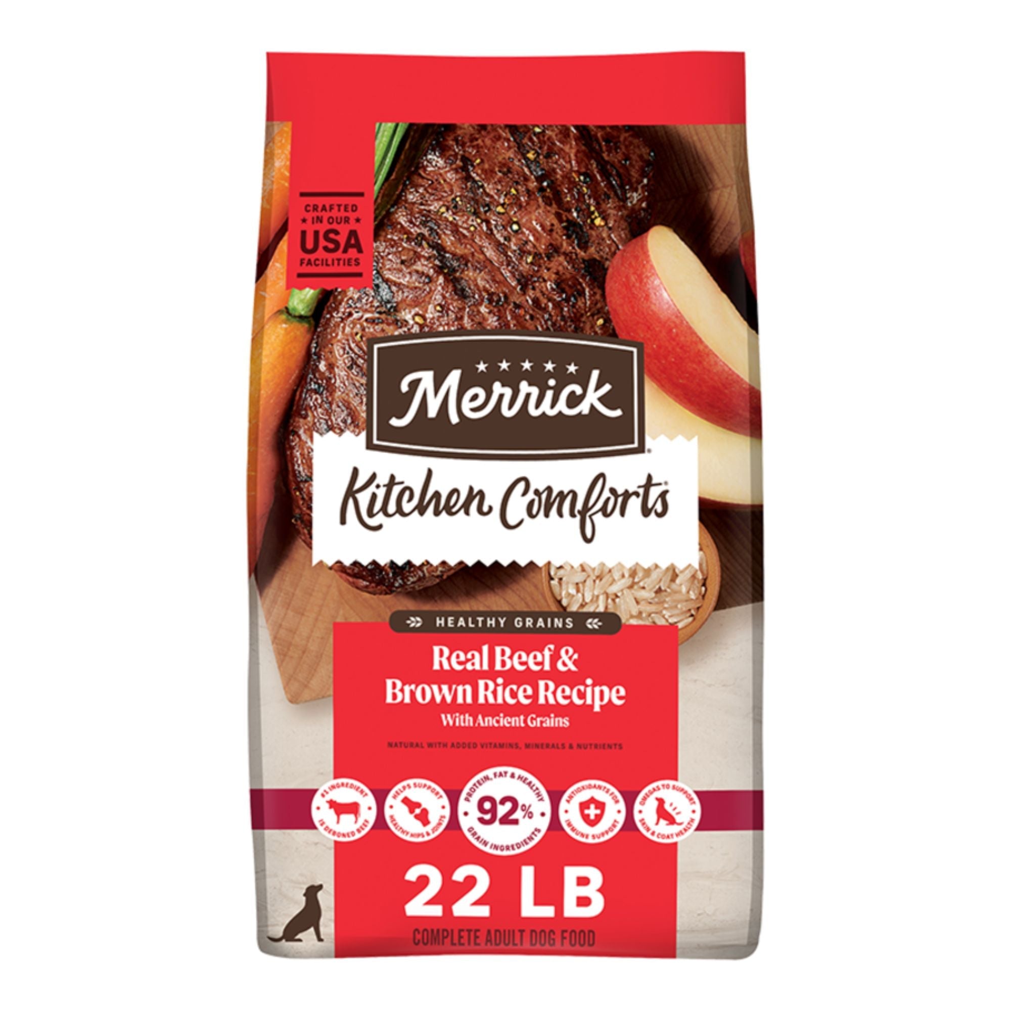 Merrick Dog Kitchen Comforts Real Beef & Brown Rice 22Lbs Bag
