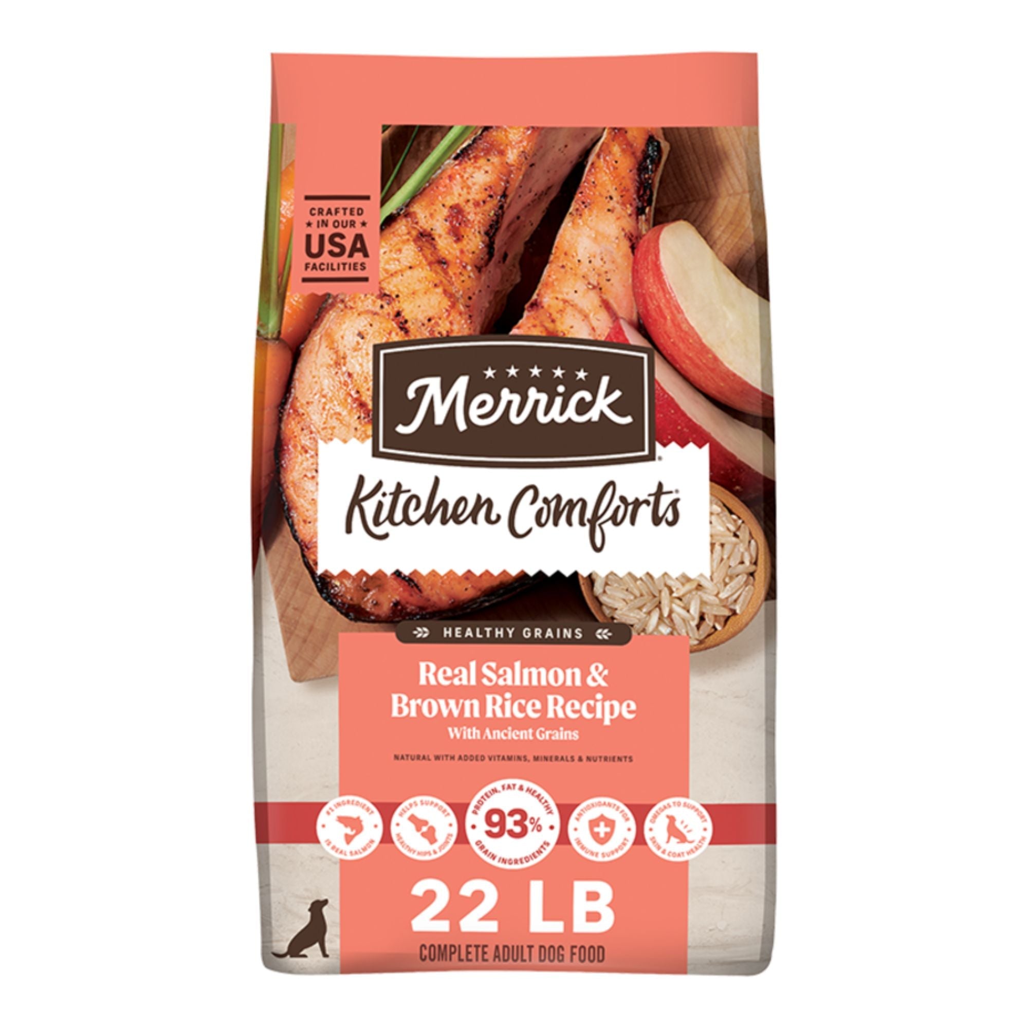 Merrick Dog Kitchen Comforts Real Salmon & Brown Rice 22Lbs Bag