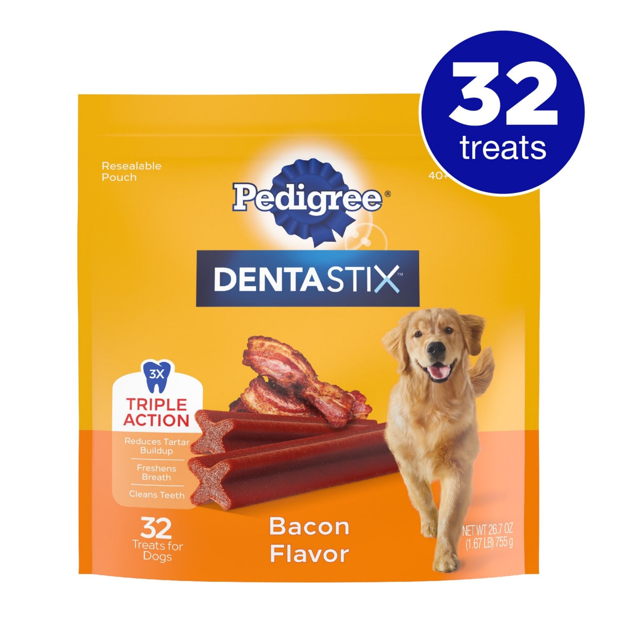 Pedigree DENTASTIX Dog Dental Treat Bacon 1ea/32 ct