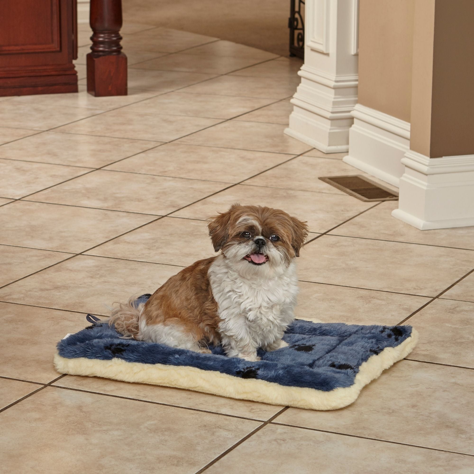MidWest Homes for Pets Reversible Paw Print Dog Bed Blue 1ea/14in X 22in.