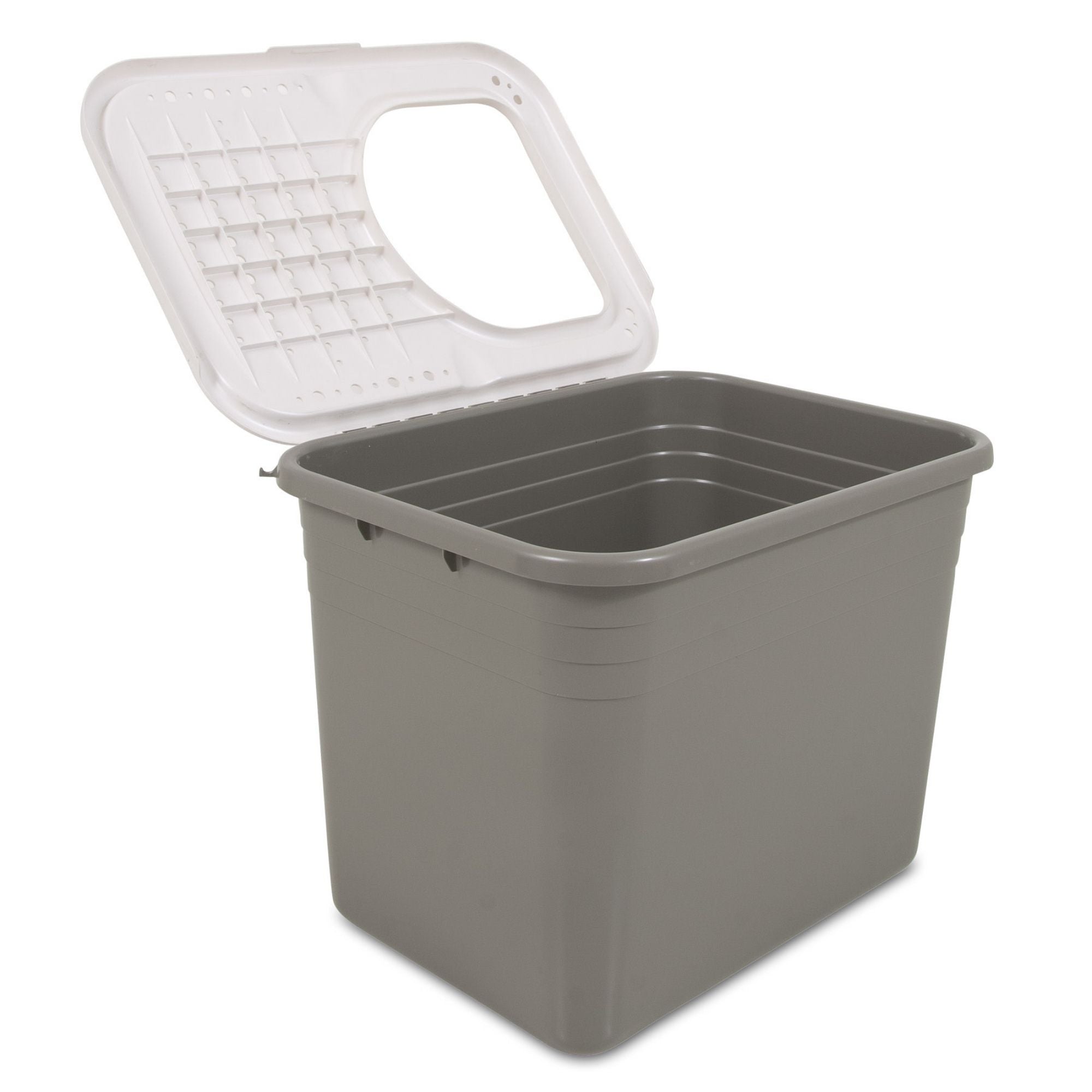 Petmate Top Entry Cat Litter Box Brushed Nickel Base, Pearl White Lid 1ea/One Size