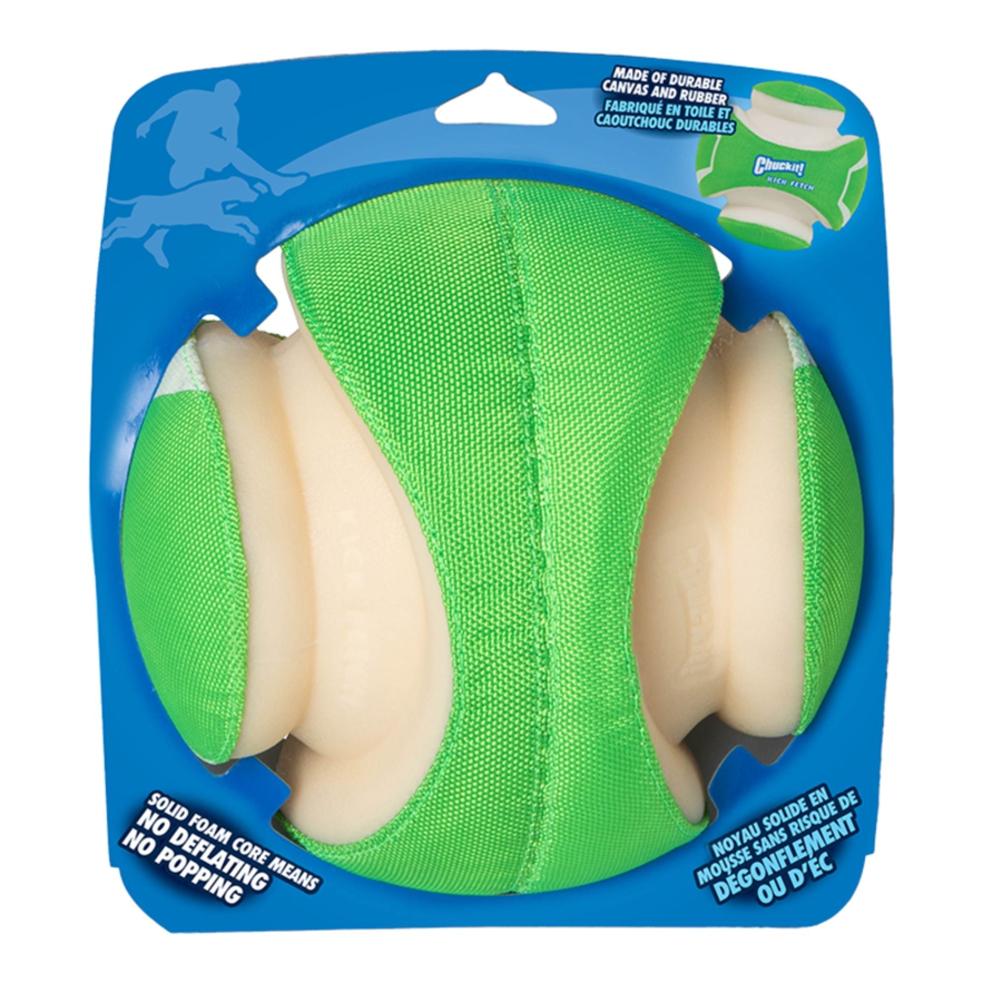 Chuckit! Kick Fetch Dog Toy Max Glow Green/White 1ea/LG