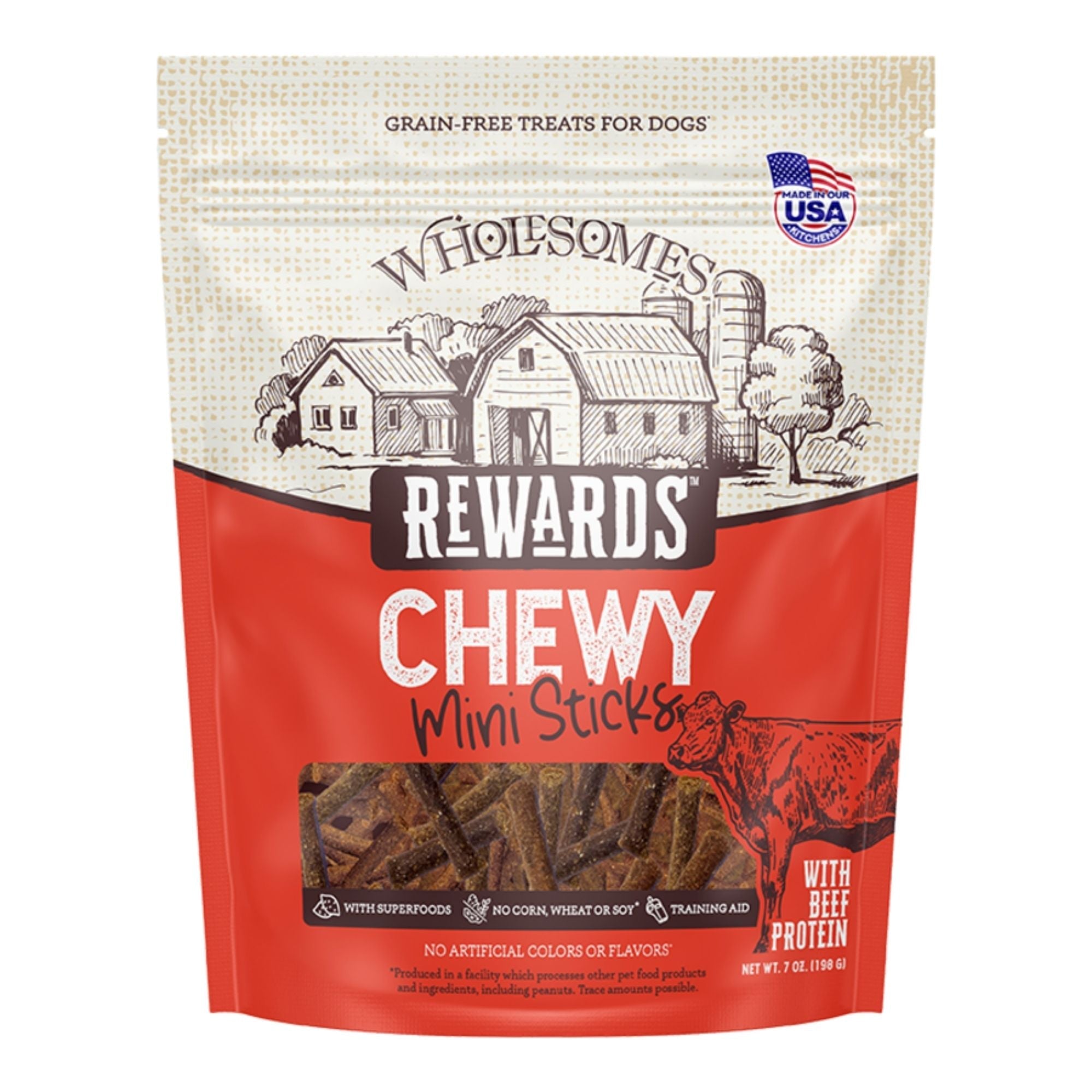 Sportmix Dog Wholesomes Rewards Chewy Beef Mini Sticks 7oz.
