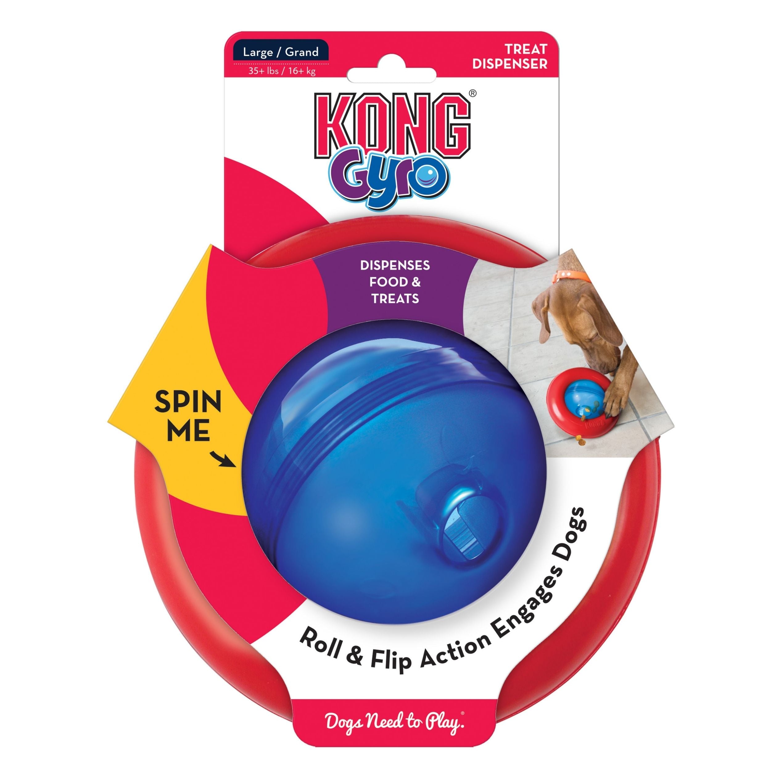 Kong Gyro Treat Dispenser Dog Toy Red/Blue 1ea/Lg Default Title