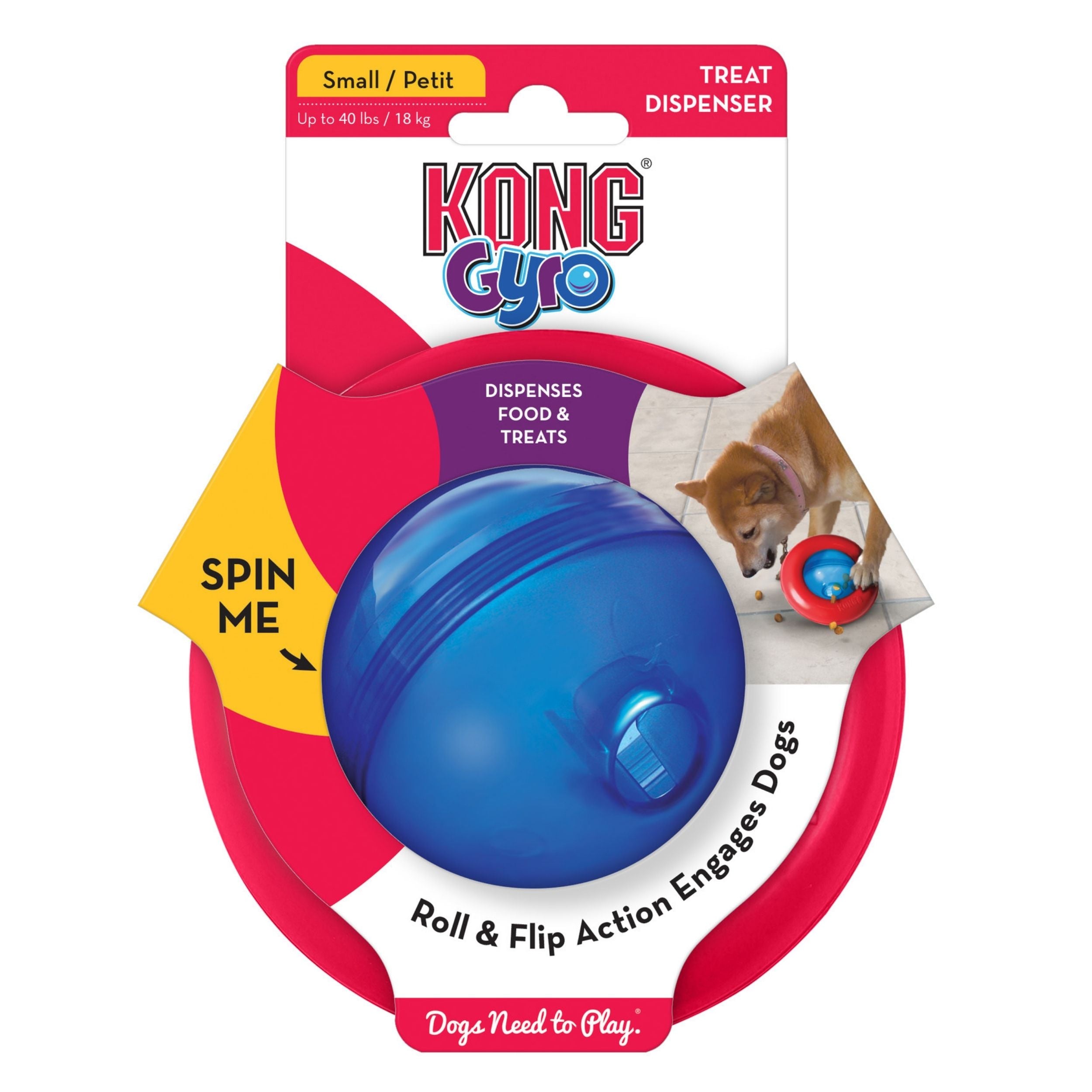 Kong Gyro Treat Dispenser Dog Toy Red/Blue 1ea/Sm Default Title