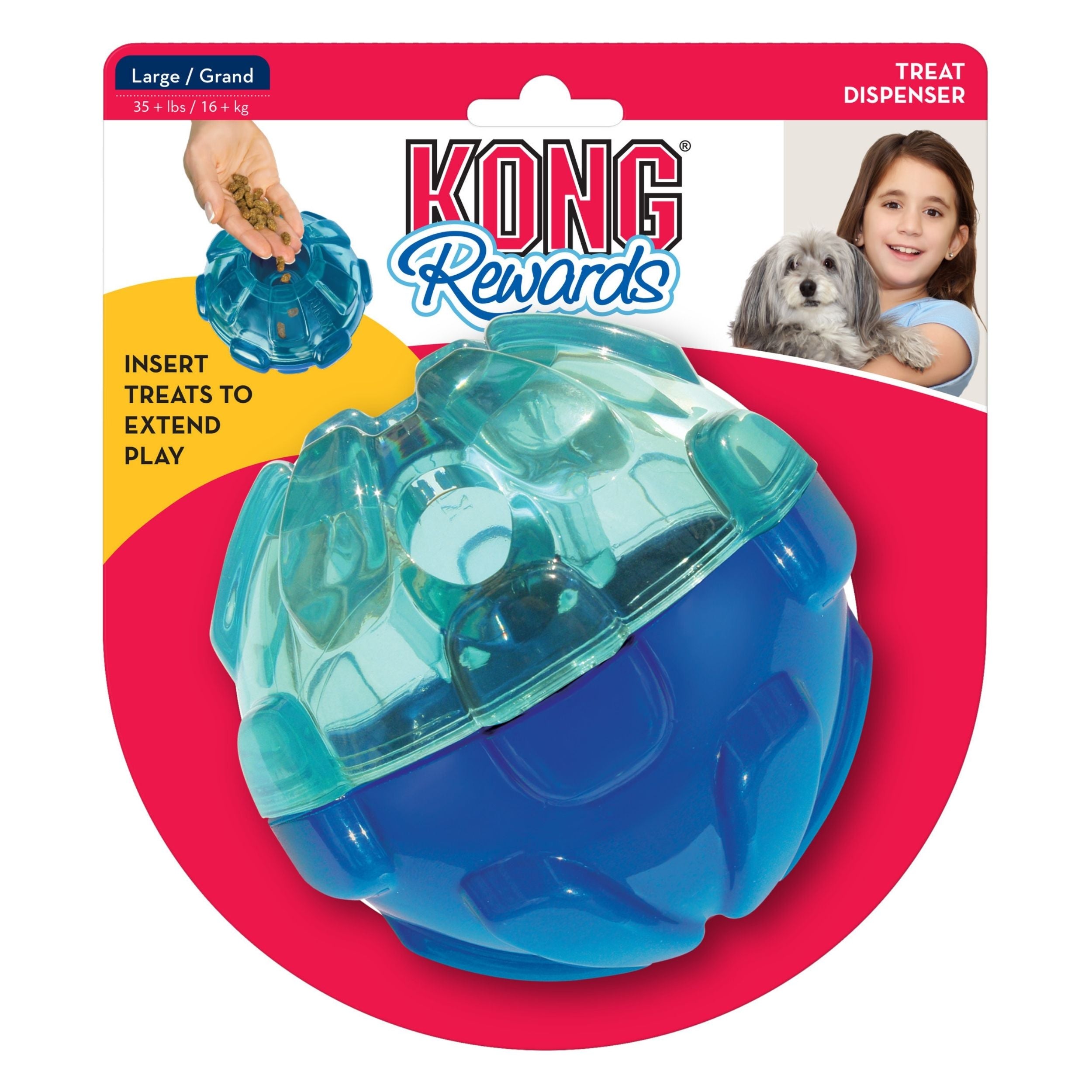 Kong Rewards Ball Treat Dispenser Dog Toy Blue 1ea/Lg Default Title