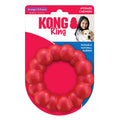 Red KONG dog toy with packaging on a white background