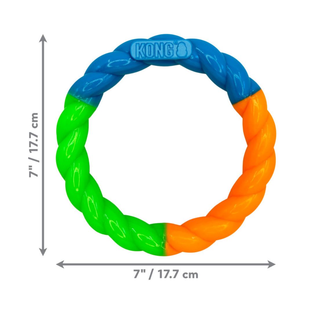 KONG Twistz HighViz Ring Dog Toy Assorted, 1ea/SM