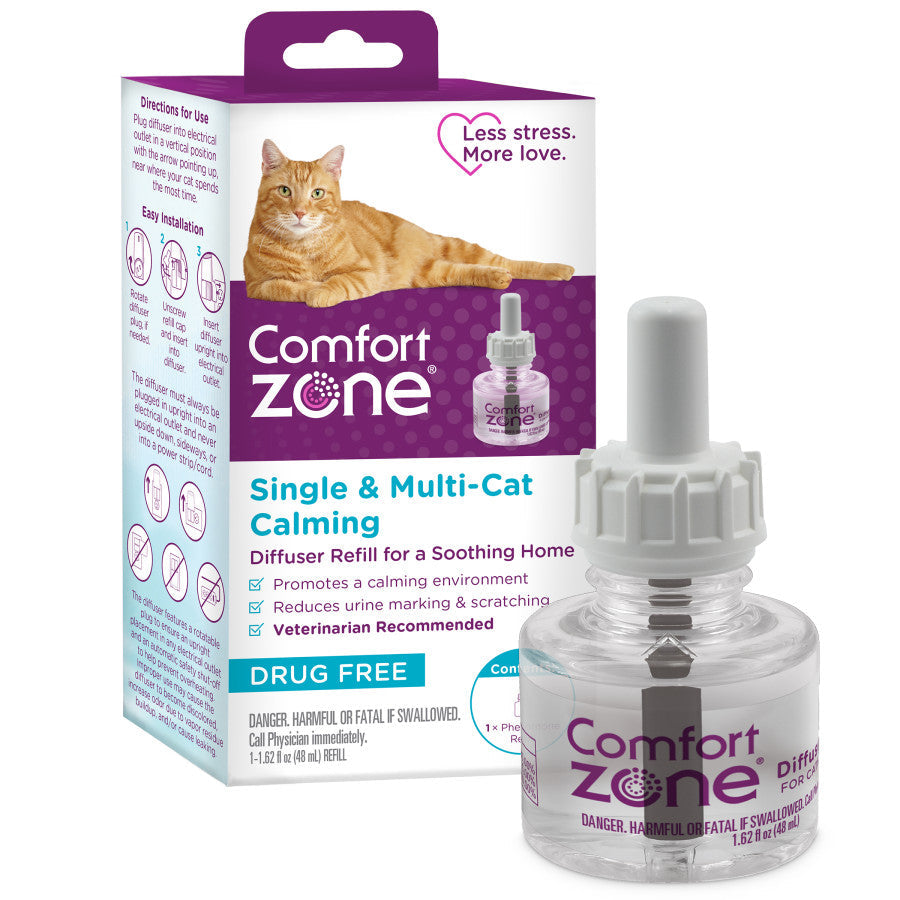 Comfort Zone Single & Multi-Cat Calming Kit For A Soothing Home Diffuser Refill 1 PK White 1ea/1 Refill-48 ml
