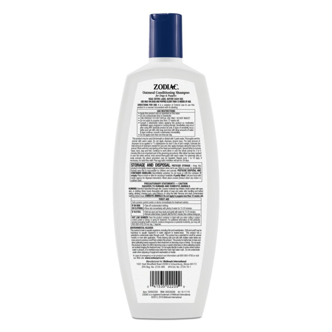 Zodiac Oatmeal Conditioning Shampoo for Dogs  Puppies 1ea/18 oz