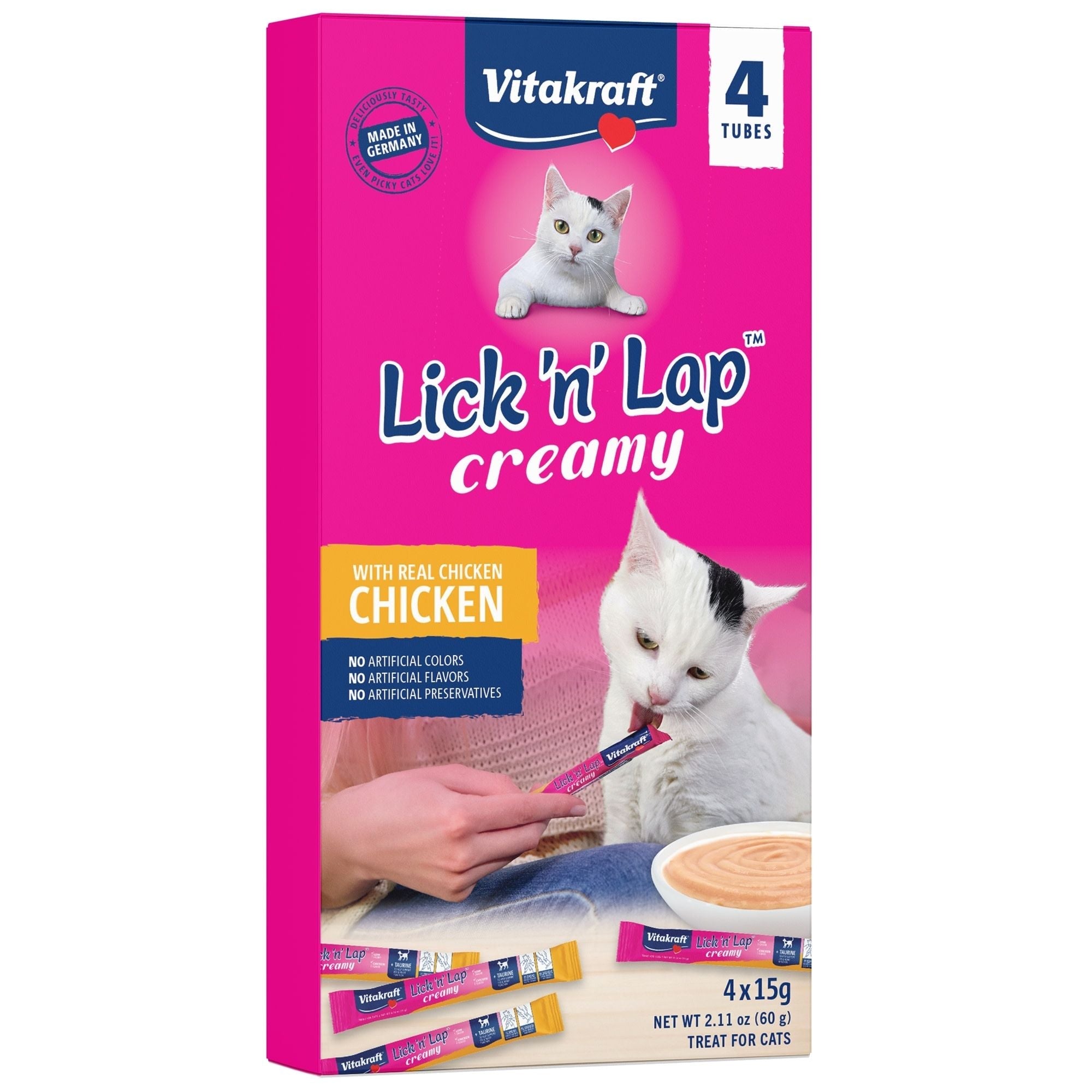 Vitakraft Lick 'n' Lap Snack Wet Cat Treats Real Chicken 1ea/2.1oz., 4 pk