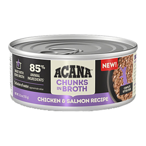 Acana Cat Grain Free Chunks In Broth Chicken & Salmon Recipe For Kittens 5.5oz. (Case of 12)