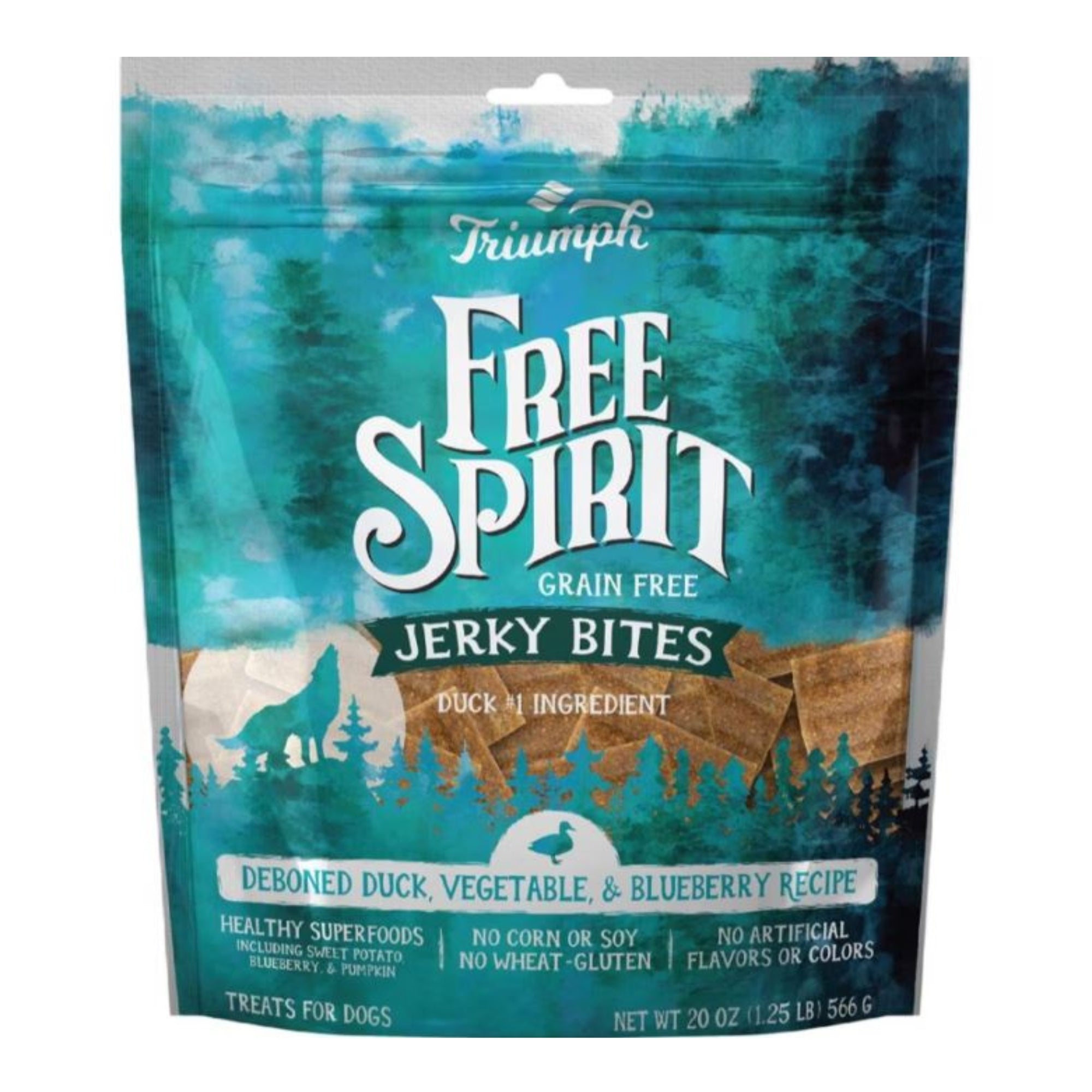 Triumph Grain Free Jerky Bites Dog Treats Duck/Pea/Blueberry 20oz.