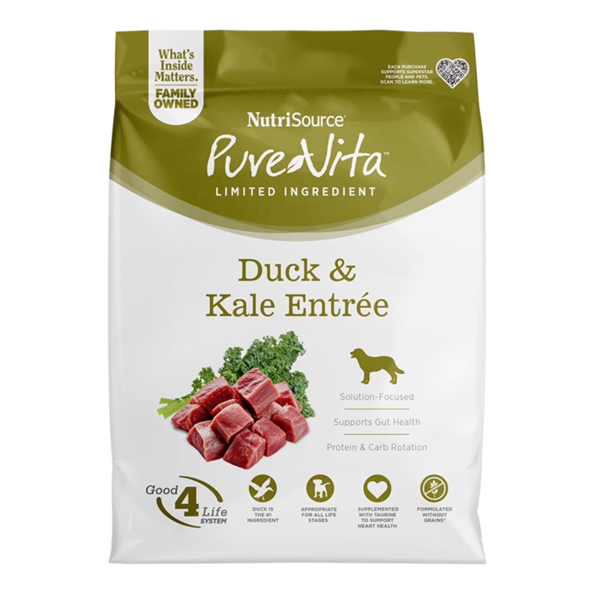 Pure Vita Dog Adult Grain Free Duck & Kale 12Lbs