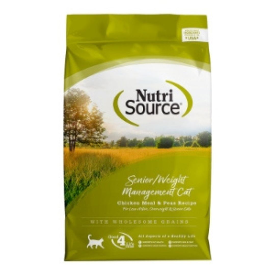 NutriSource Senior Weight Management Dry Cat Food Chicken Meal & Peas 12lb