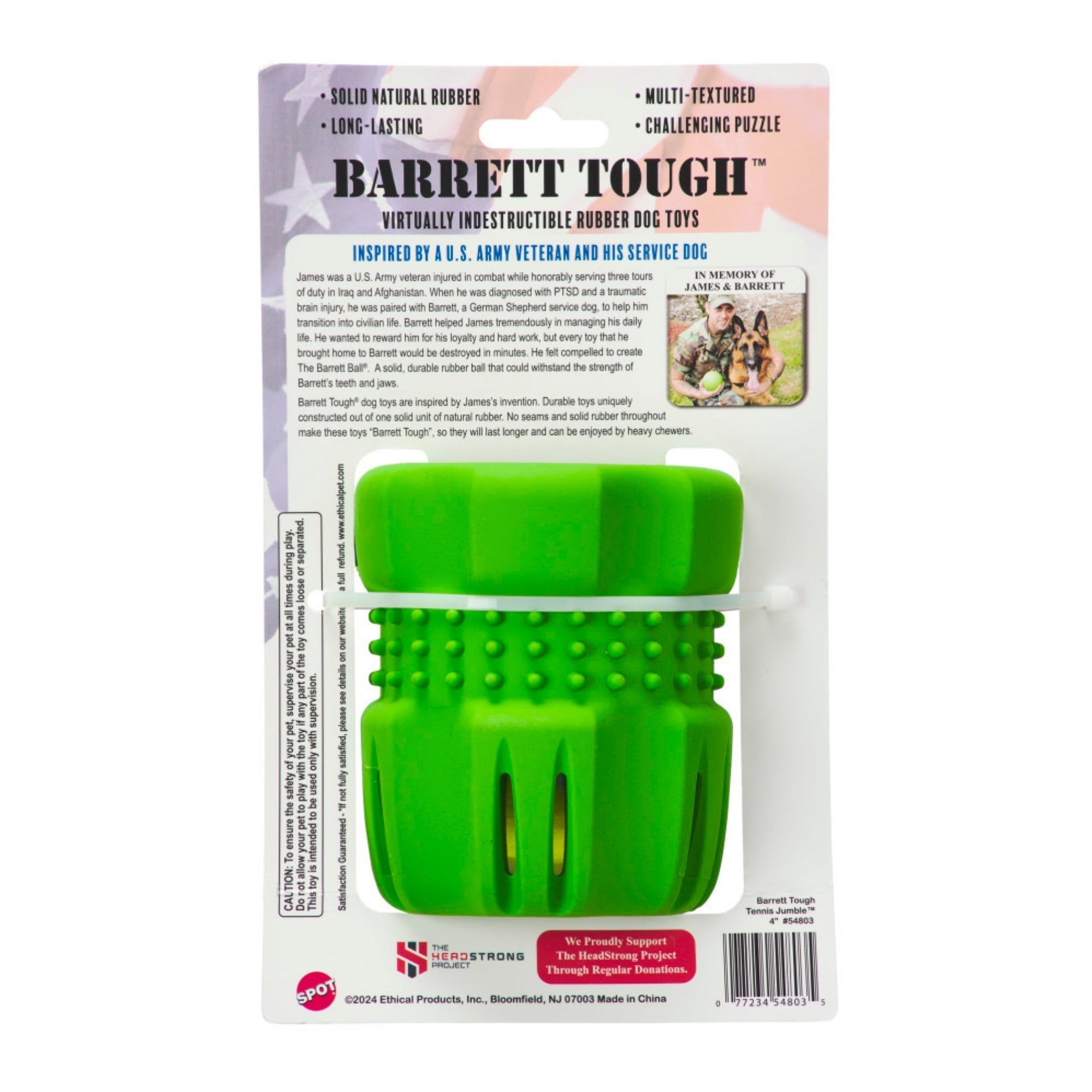 Spot Barrett Tough Tennis Jumble Dog Toy Green, Green, blank/LG