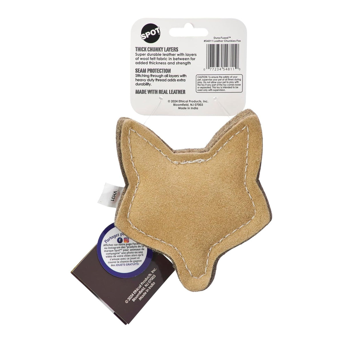 Spot Dura-fuse Leather Chunky Dog Toy Fox 5in