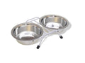 Van Ness Stainless Steel Double Dog Bowl in wire rack 16oz