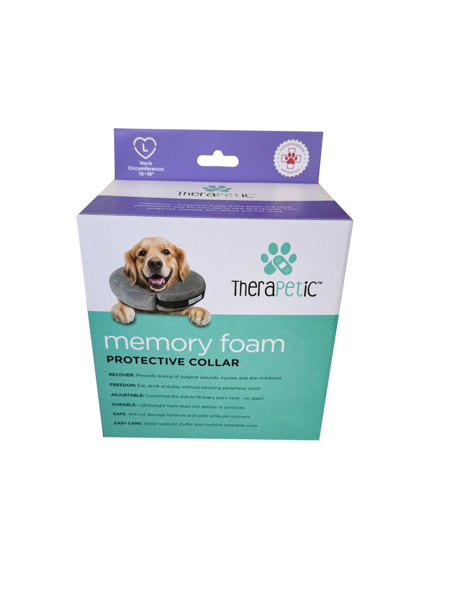 TheraPetic Memory Foam Protective Collar Charcoal Large 15-18in