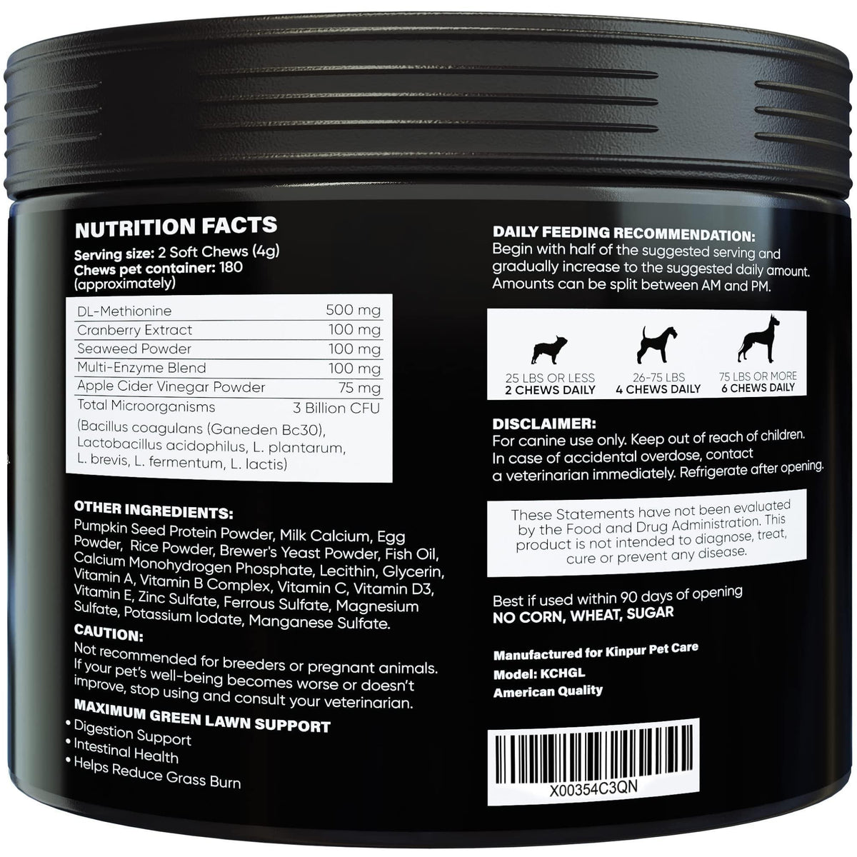 Green Lawn Chews for Dogs Urine Neutralizer Cranberry ACV & Enzymes