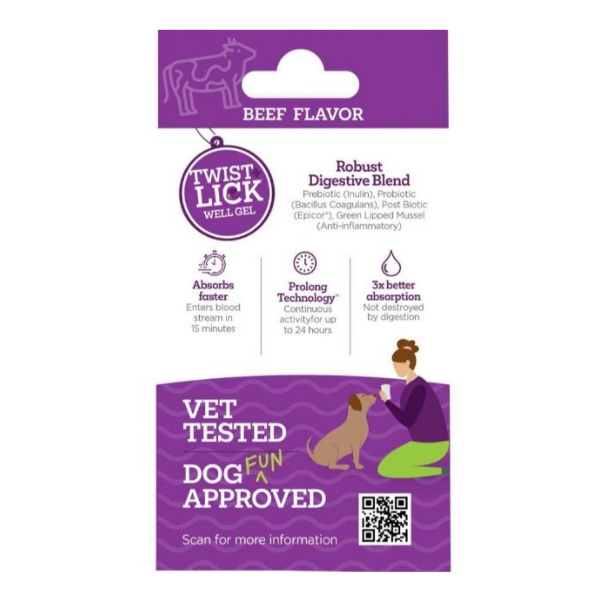 Vetality Twist & Lick Digestive Health Supplement Beef 2.3oz.