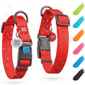 Waterproof Dog Collar Adjustable 17–28 in Neck x 1 3/5 in Wide Buckle & QR Tag Red