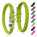 Rolled Leather Dog Collar Padded All Sizes 15 - 19 in Neck Green