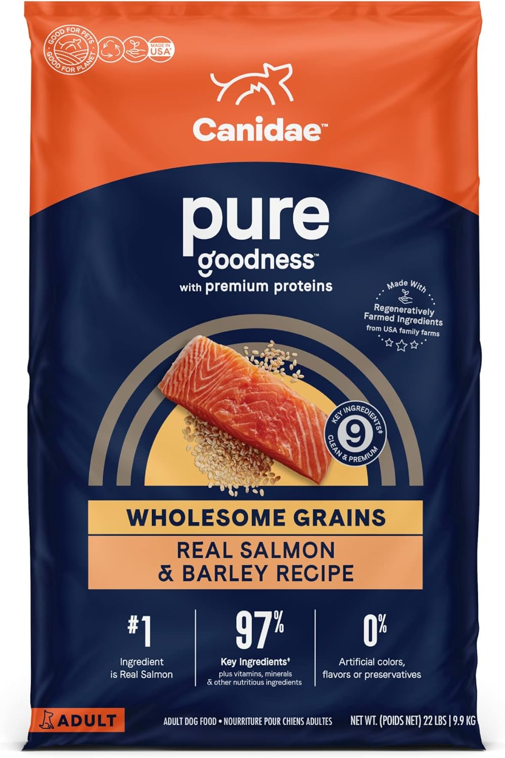 CANIDAE PURE goodness Wholesome Grains Dry Dog Food Salmon & Barley 22lb