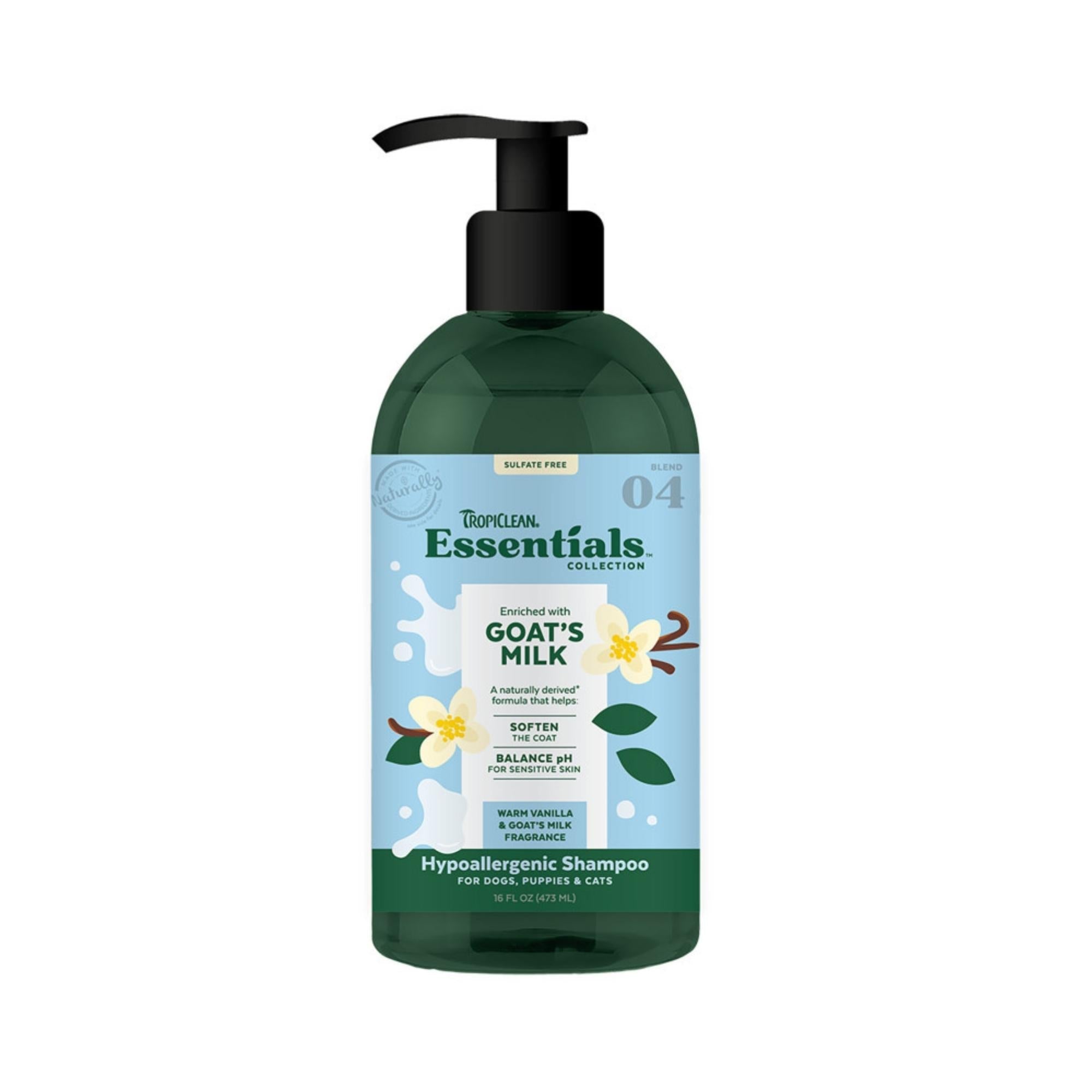 TropiClean Essentials Goat's Milk Shampoo for Dogs, Puppies & Cats 1ea/16 oz Default Title