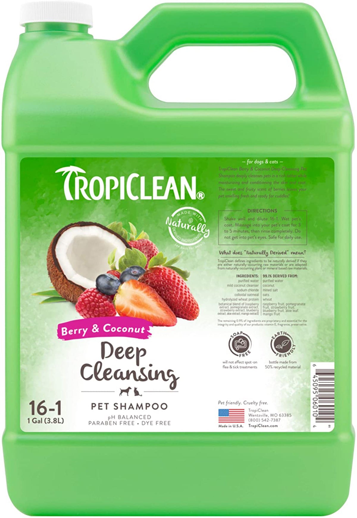 TropiClean Berry & Coconut Deep Cleansing Shampoo for Pets, 1 gal
