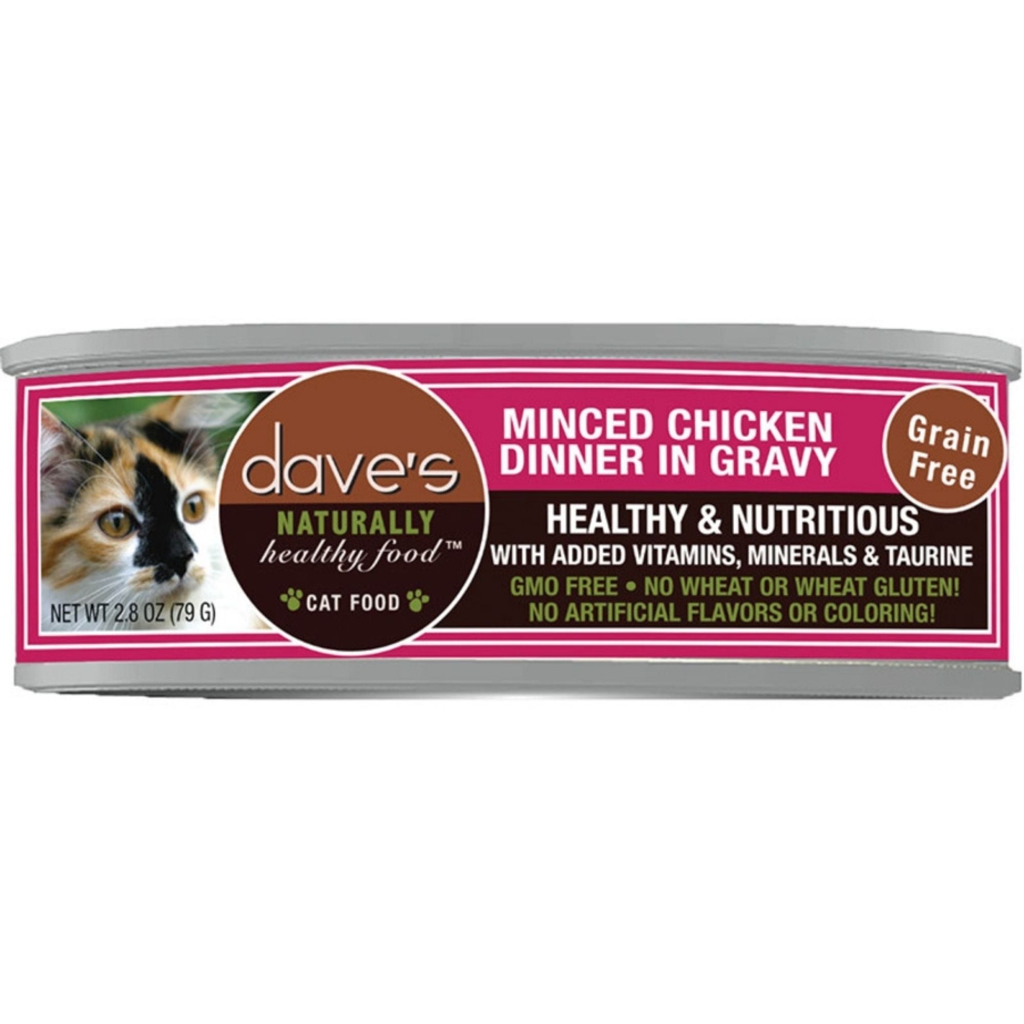 Dave's Pet Food Cat Grain Free Minced Chicken In Gravy 2.8oz. (Case of 12)