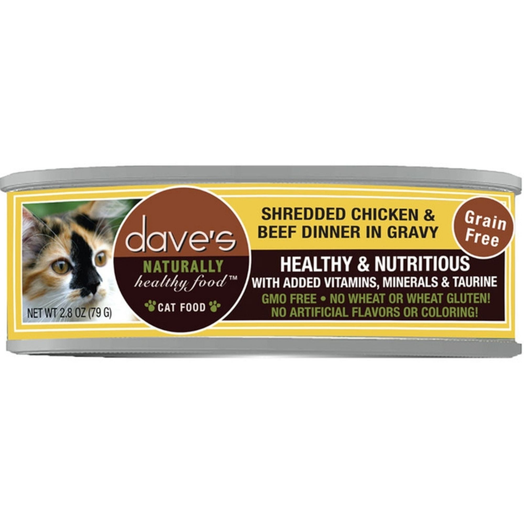 Dave's Pet Food Cat Grain Free Shredded Chicken & Beef In Gravy 2.8oz. (Case of 12)