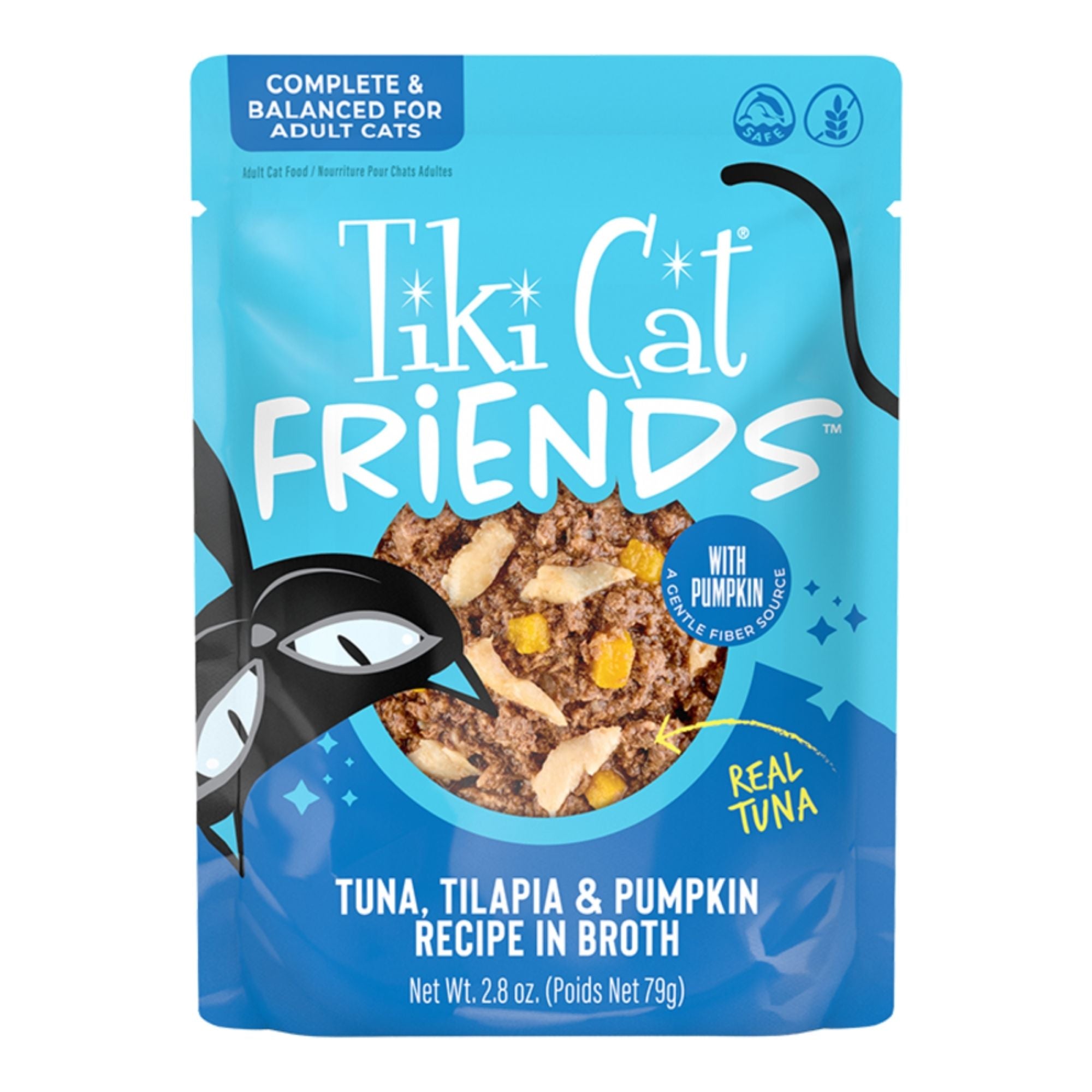Tiki Pets Cat Friends Tuna Tilapia & Pumpkin 2.8oz.  Pouch (Case of 12)
