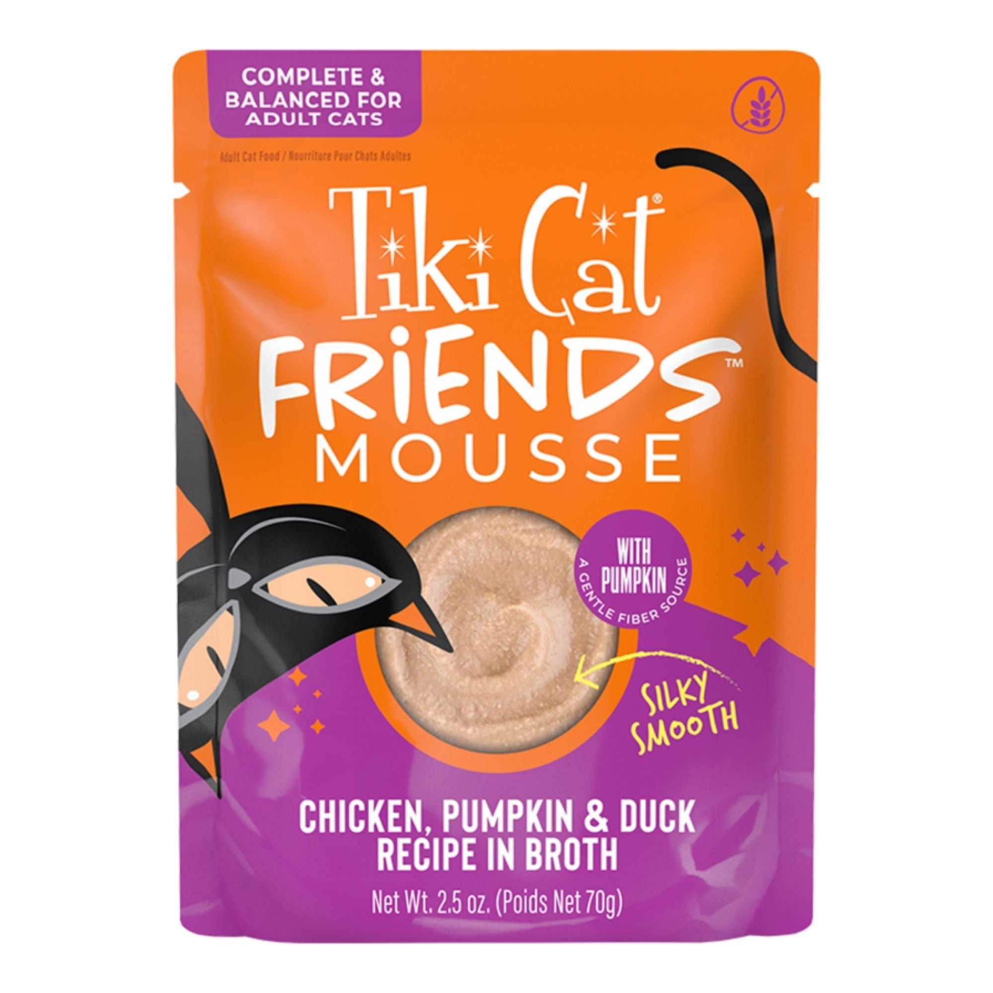 Tiki Pets Cat Friends Mousse Chicken Pumpkin & Duck Recipe in Broth 2.5oz. (Case of 12)