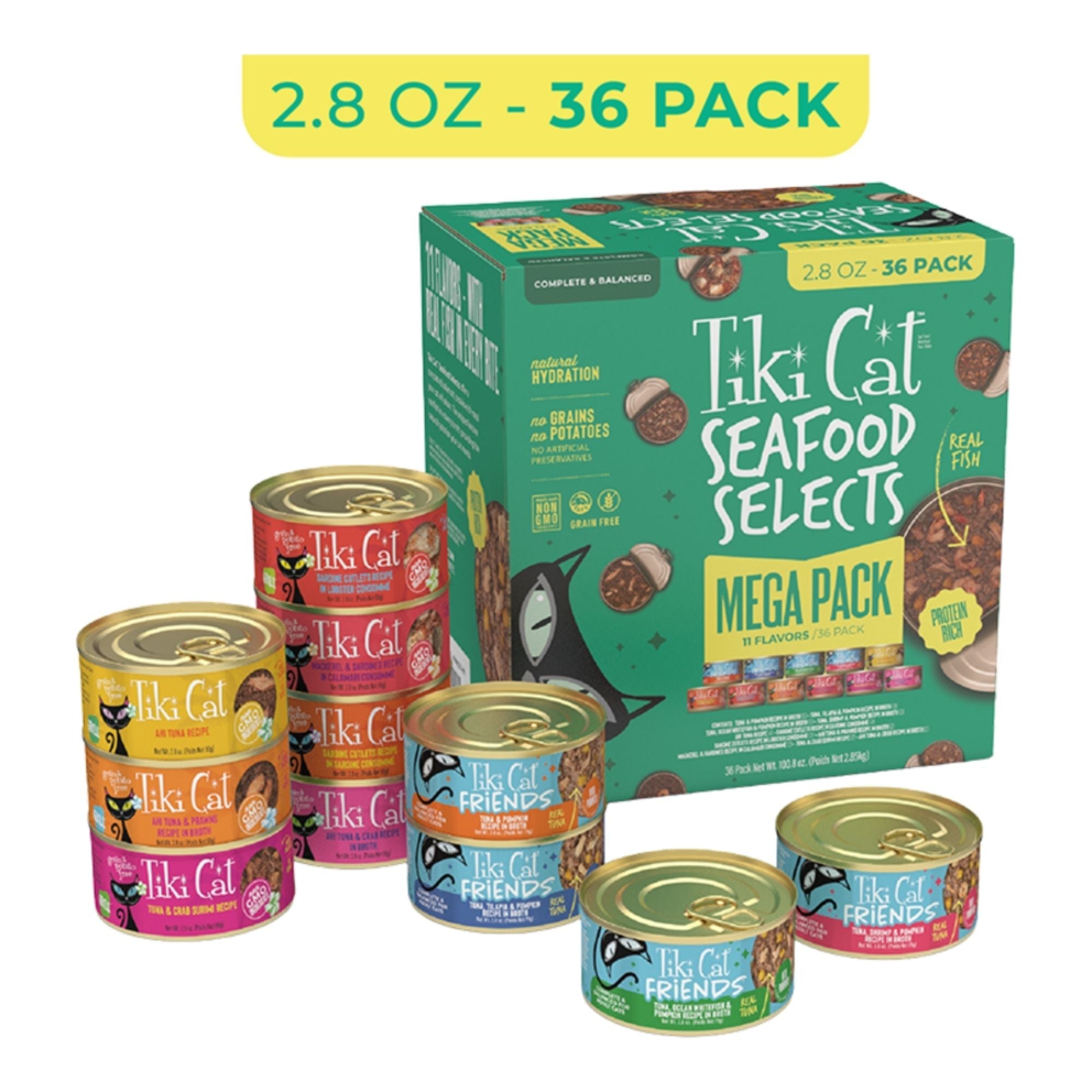 Tiki Pets Cat Friends Seafood Selects Mega Pack 2.8oz. (Case of 36)