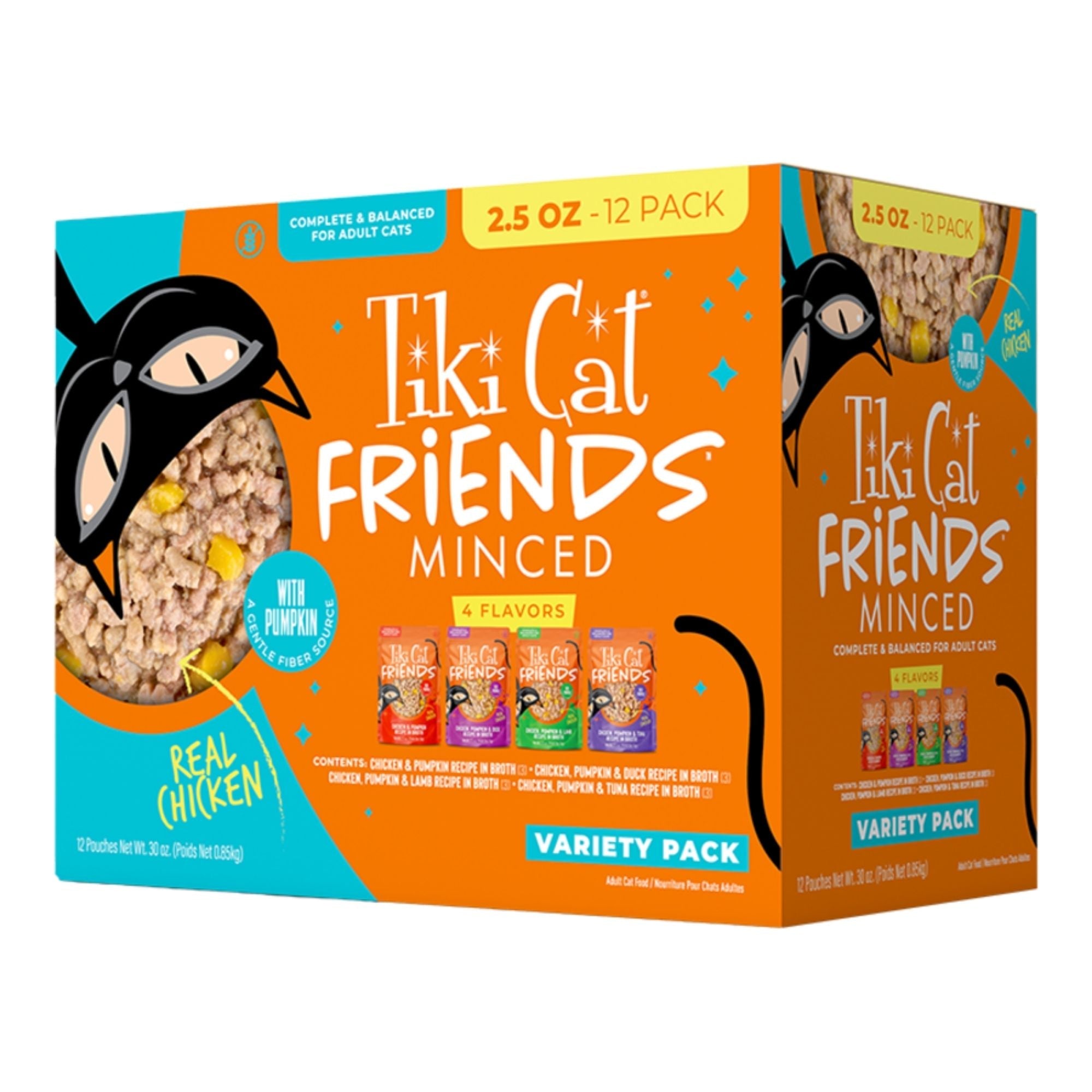Tiki Pets Cat Friends Minced Chicken Variety Pack 2.5oz. (Case of 12)