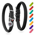 Rolled Leather Dog Collar Padded All Sizes 8–10 in Neck Black