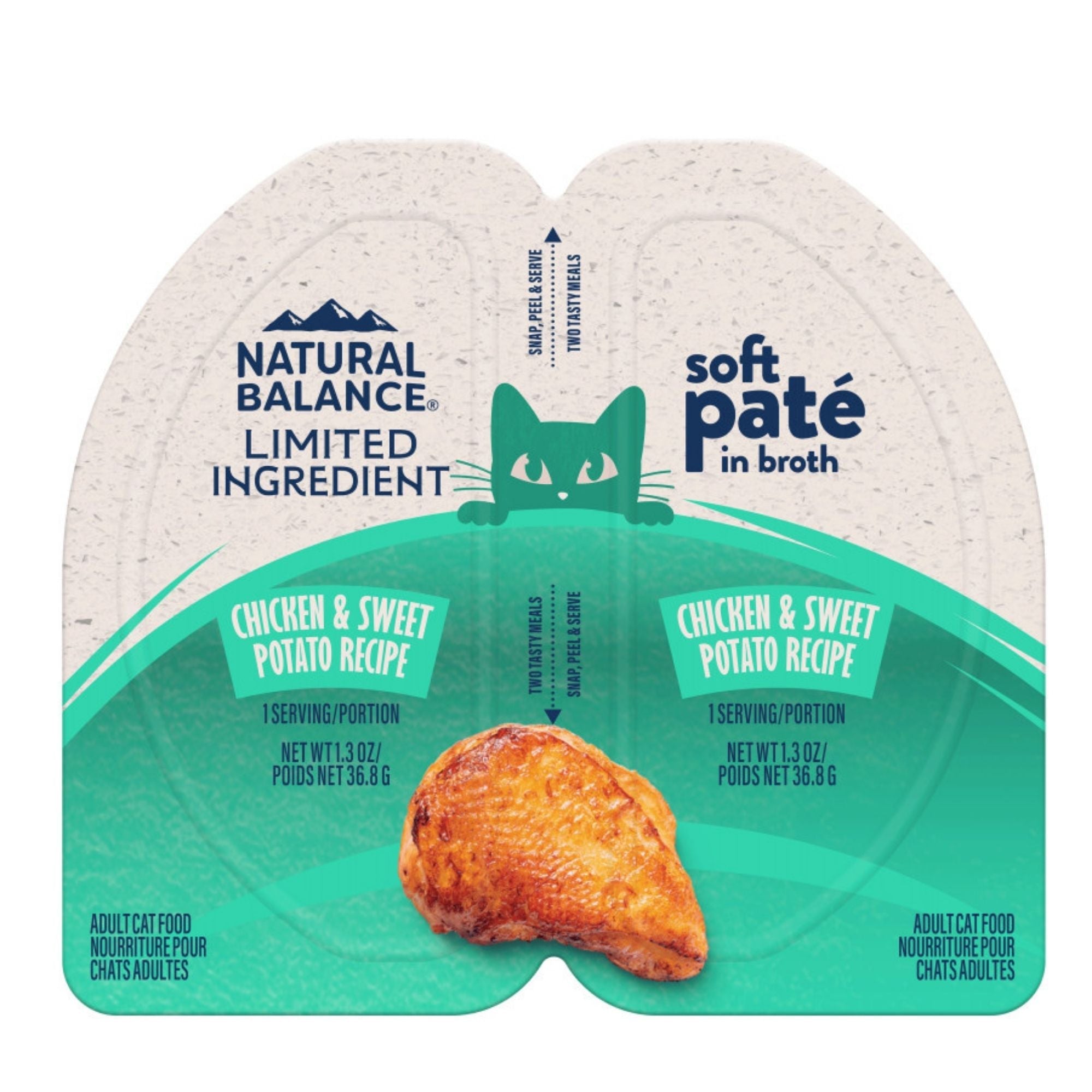 Natural Balance Pet Foods Limited Ingredient Soft Pate in Broth Wet Cat Food Chicken & Sweet Potato 2.6oz. (Case of 10)