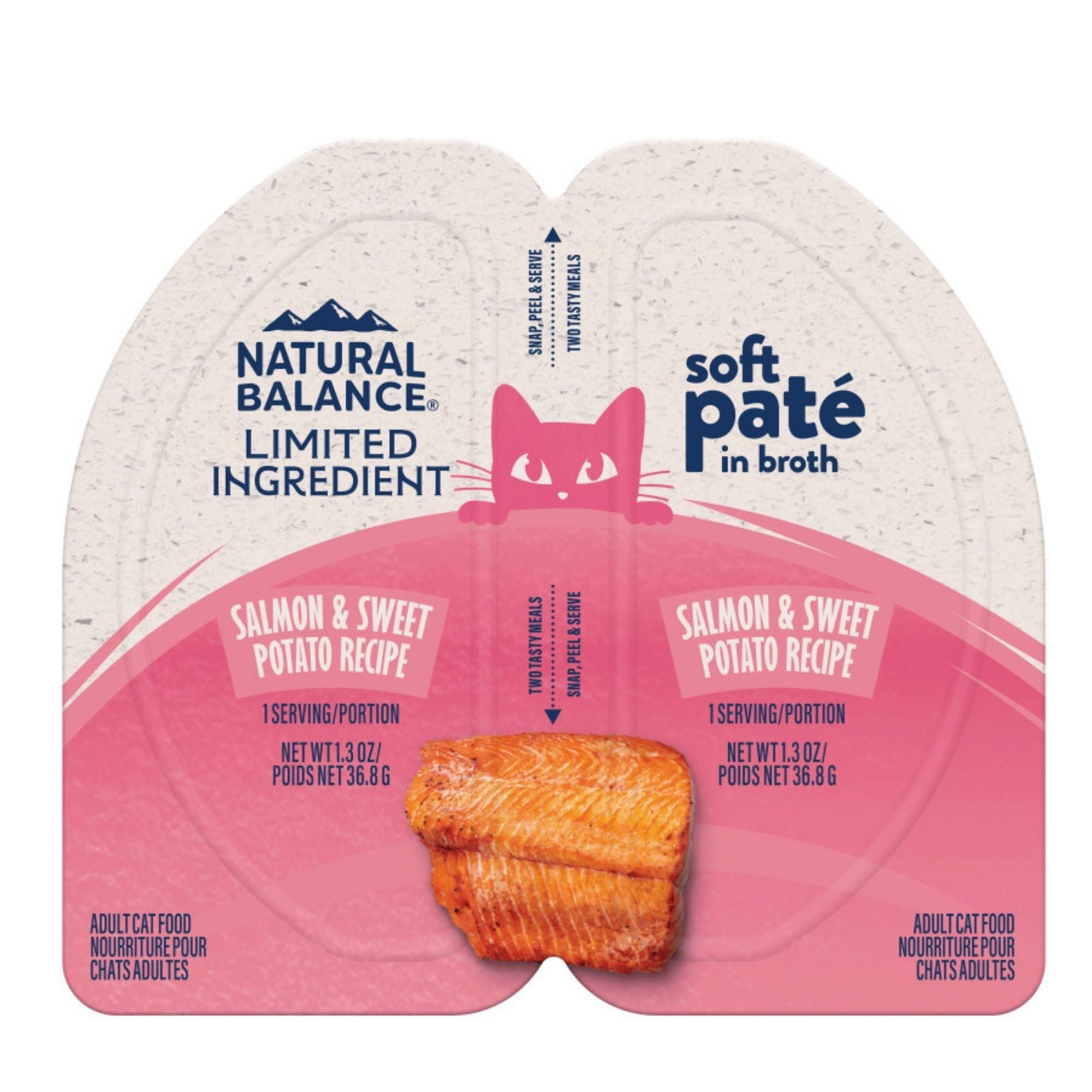 Natural Balance Pet Foods Limited Ingredient Soft Pate in Broth Wet Cat Food Salmon & Sweet Potato 2.6oz. (Case of 10)