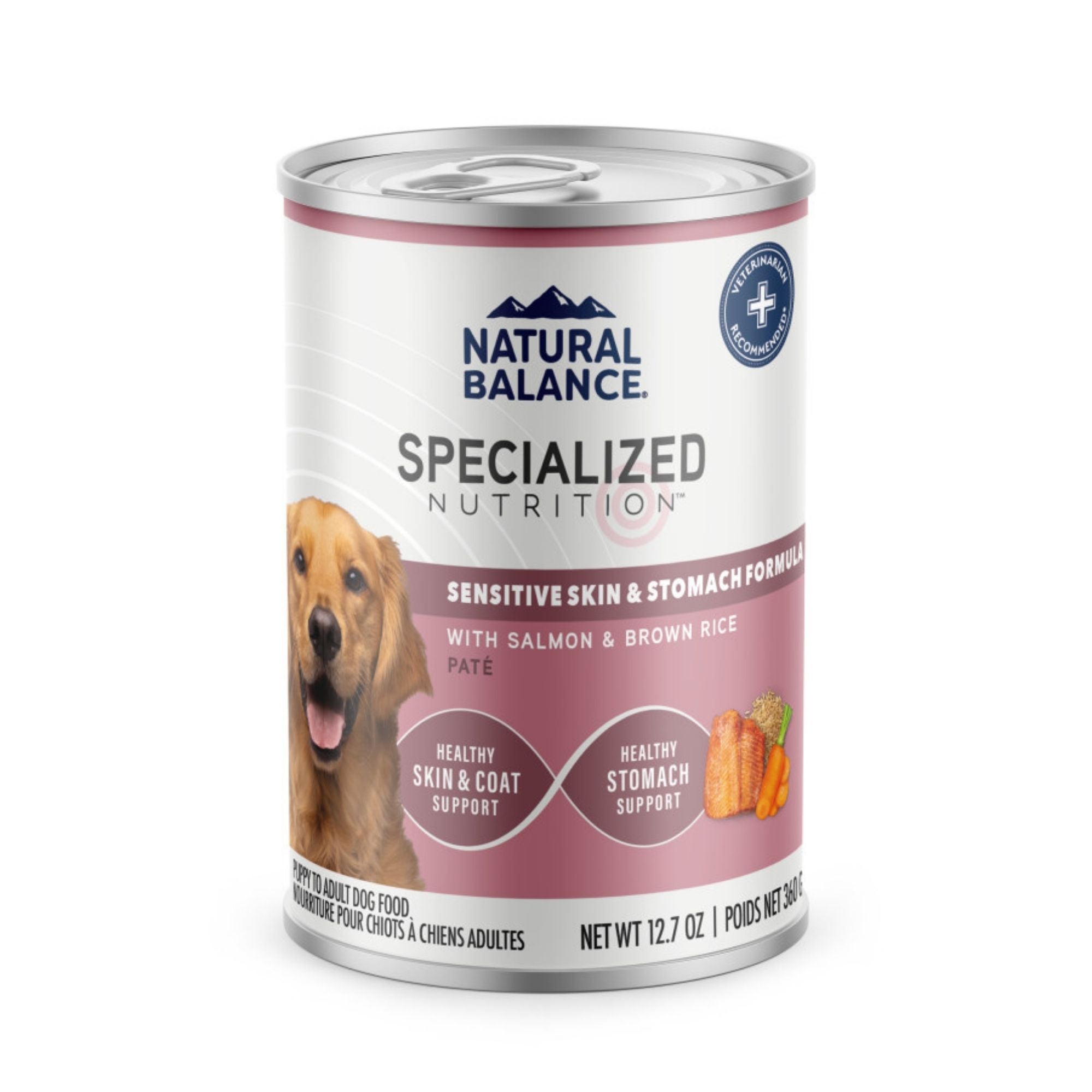 Natural Balance Pet Foods Specialized Sensitive Skin & Stomach Canned Dog Food Salmon & Brown Rice 12.7oz. (Case of 12)