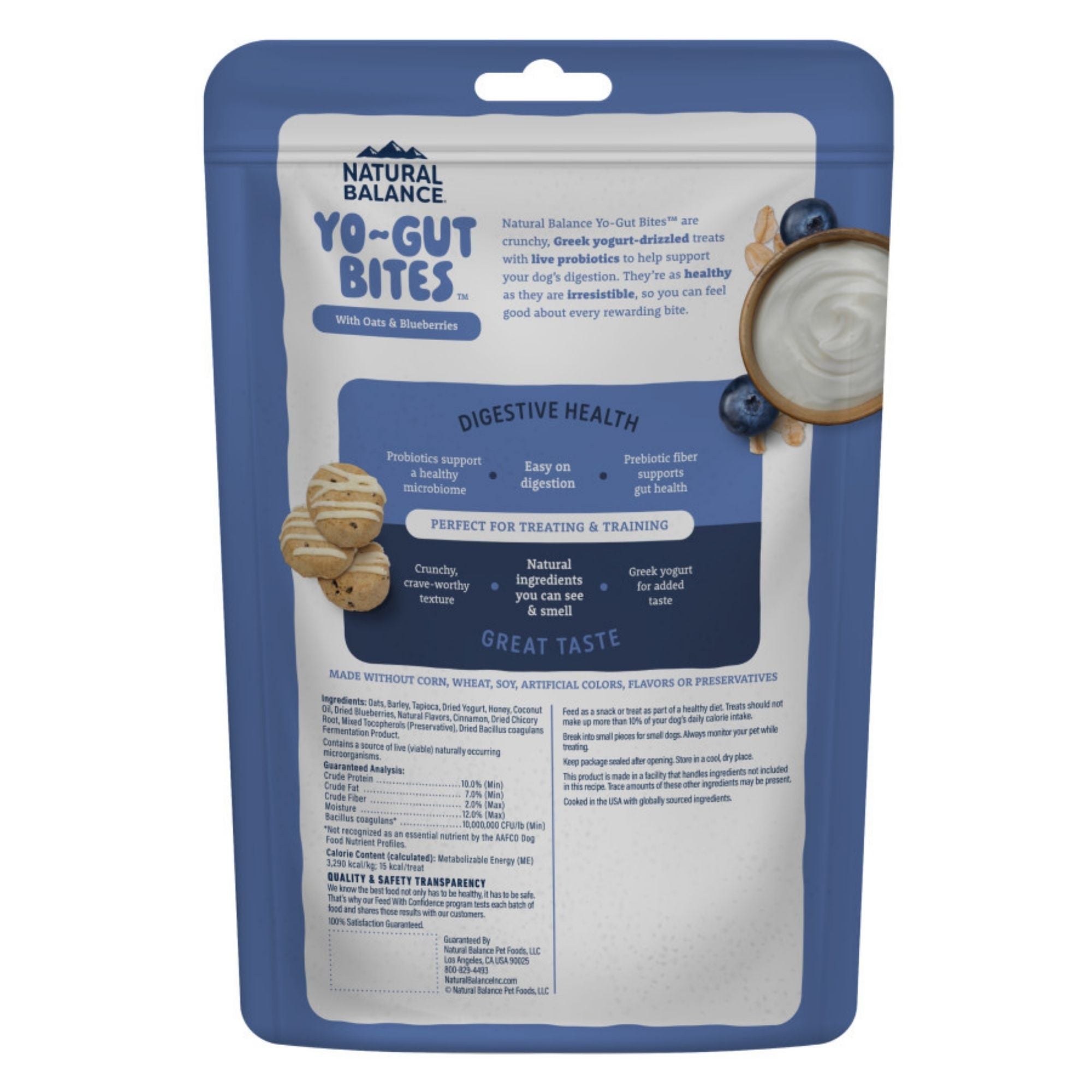 Natural Balance Pet Foods Yo-Gut Bites Dog Treats Oats & Blueberries, 1ea/10oz.