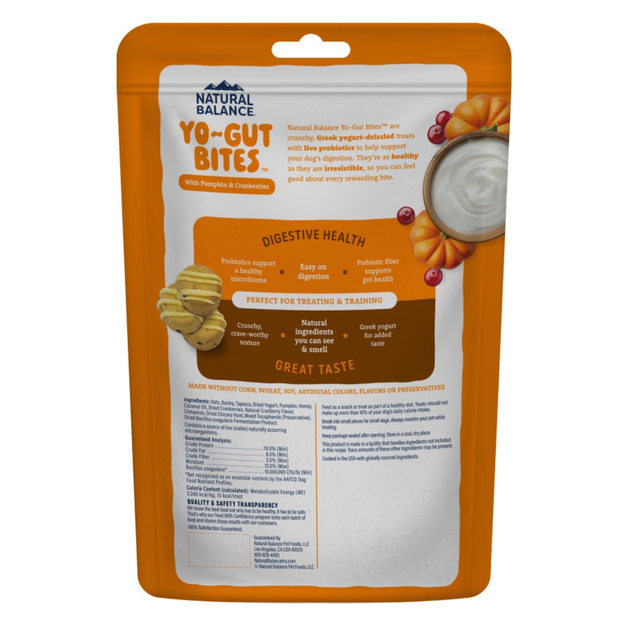 Natural Balance Pet Foods Yo-Gut Bites Dog Treats Pumpkin & Cranberries, 1ea/4.5oz.