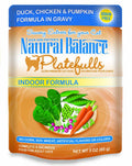 Natural Balance Pet Foods Platefulls Indoor Duck; Chicken and Pumpkin in Gravy Cat Wet Food 3 oz 24 Pack