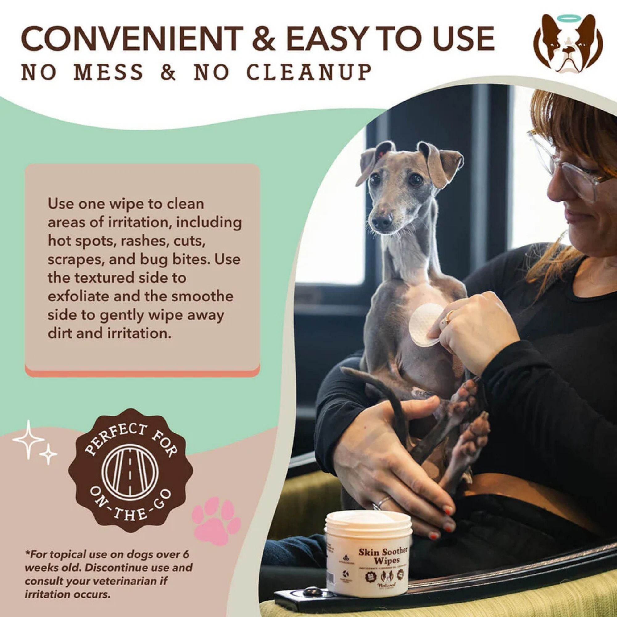 Natural Dog Company Dog Skin Soother Wipes - 100 Count